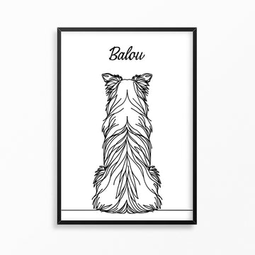 Line Art hinten personalisierbar Rasse Hund Australian Shepherd