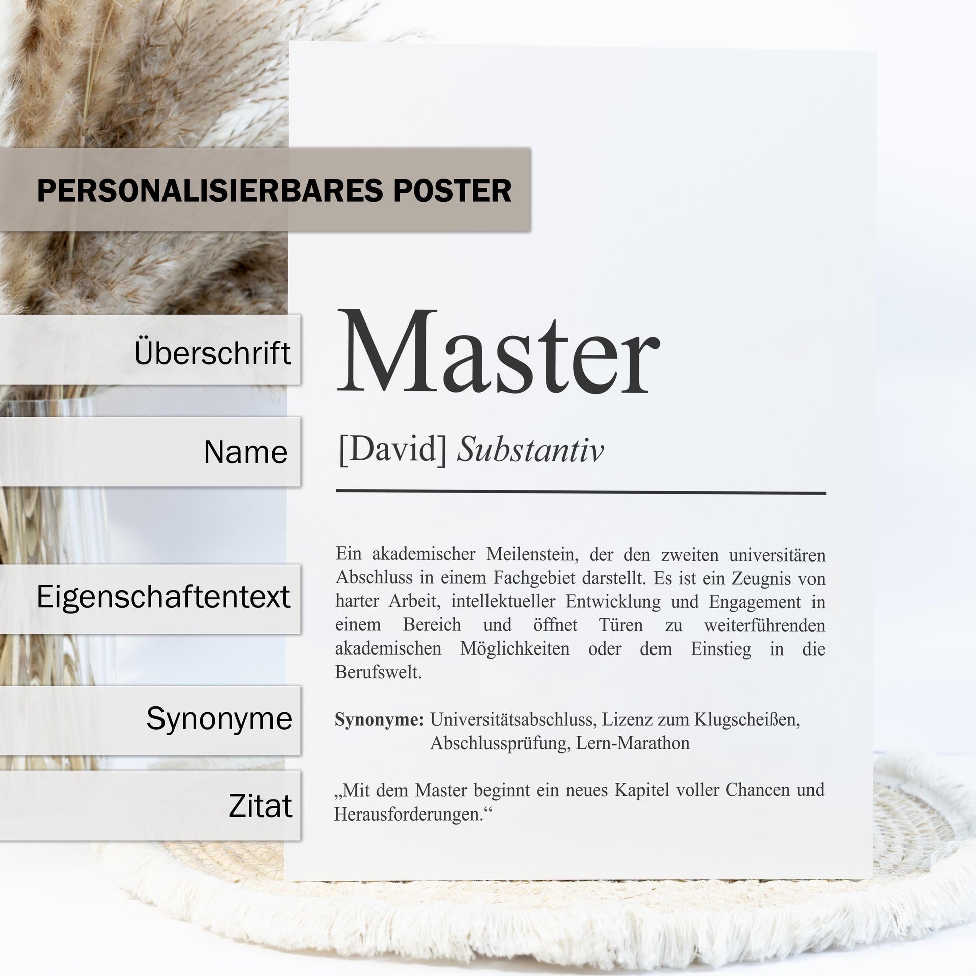 Master Definition Poster personalisierbar mit Namen Abschluss Poster Master Geschenk zum Abschluss Geschenk Master Poster Definition