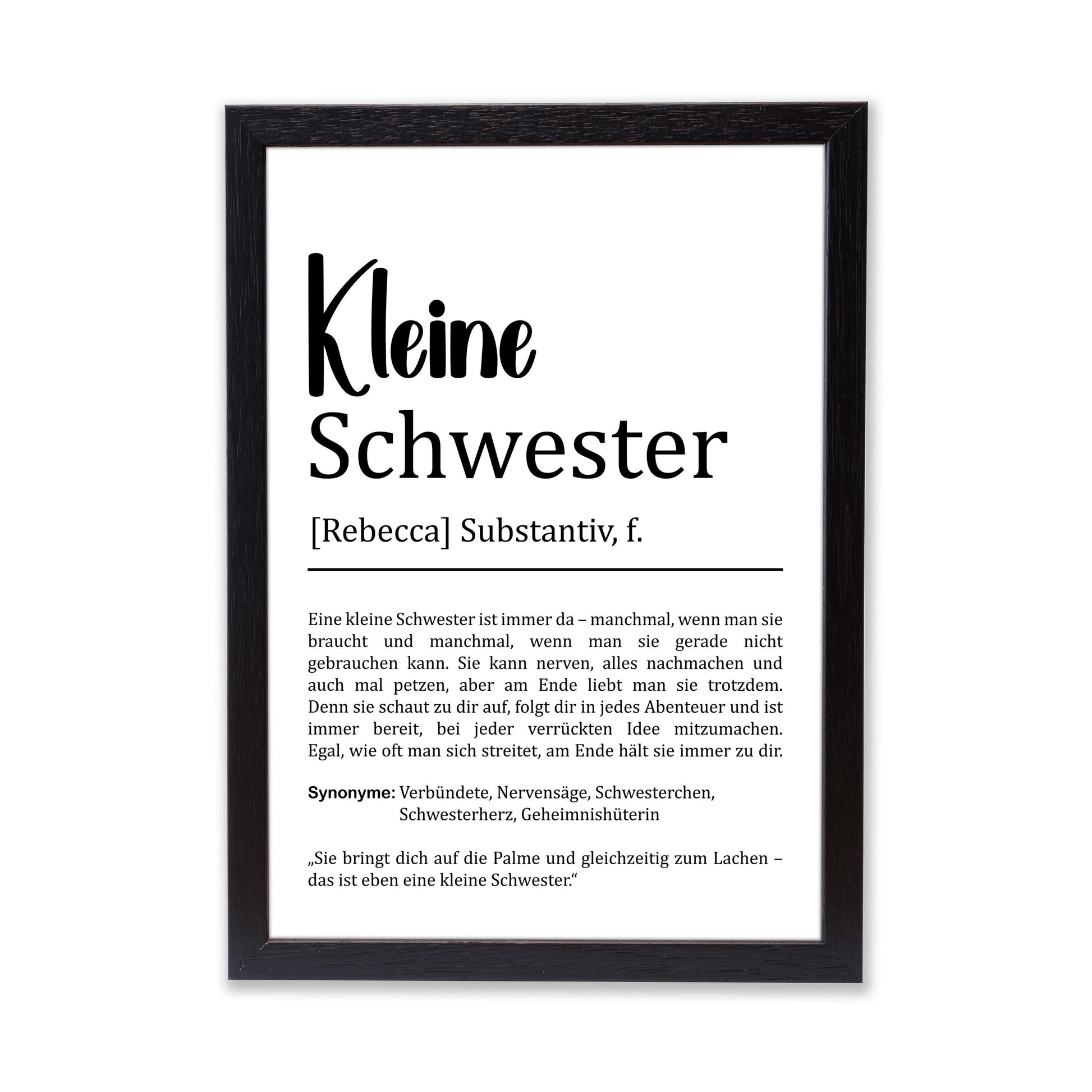 Kleine Schwester Definition Poster personalisierbar mit Namen Schwester Poster Geschenk Einzug Geburtstag Geschenk Schwester Geschwister Liebe