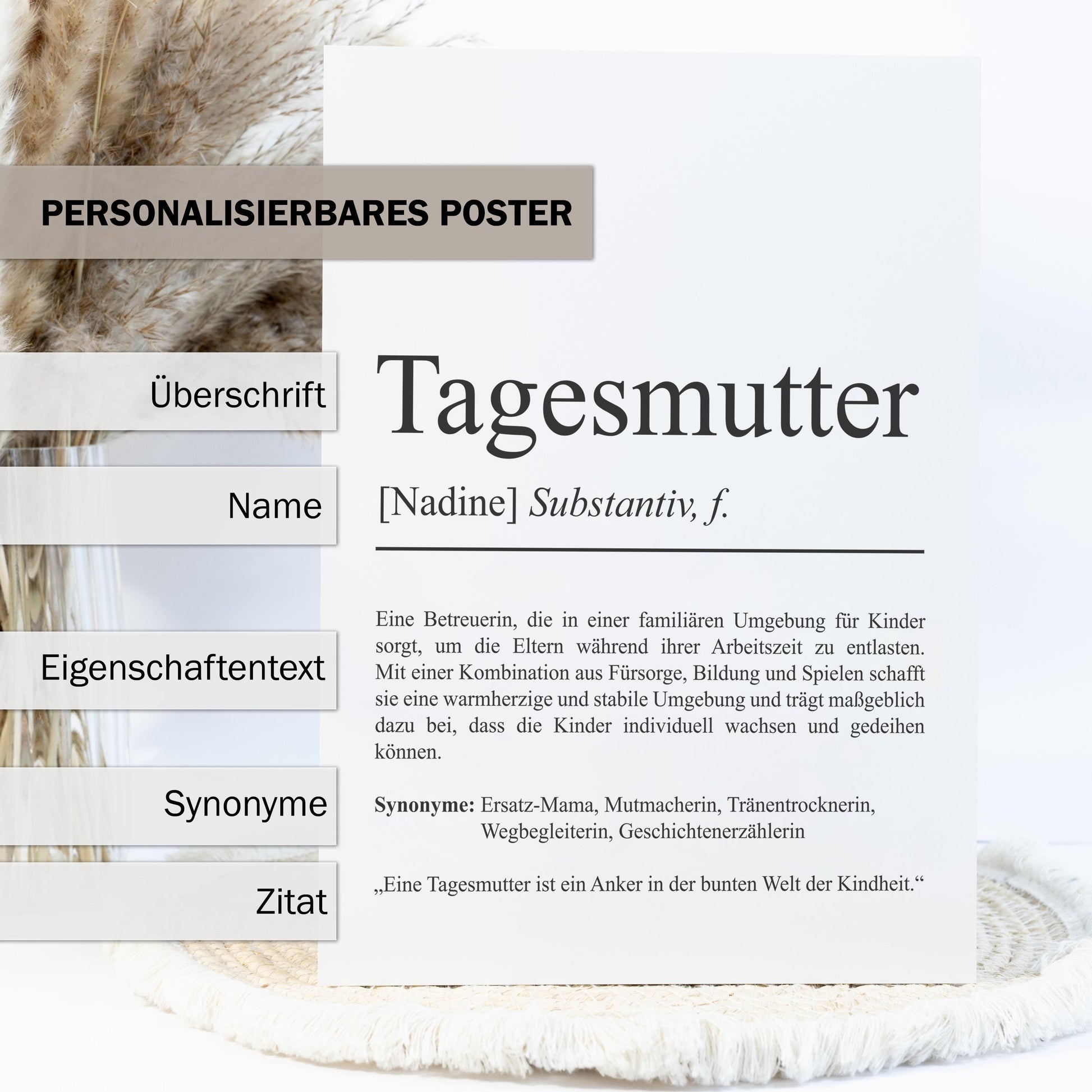 Tagesmutter Definition Poster personalisierbar mit Namen Beruf Poster Tagesmutter Geschenk Geburtstag Tagesmutter Poster Beruf Definition