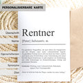 Rentner Definition Karte personalisierbar mit Namen Beruf Grußkarte Rentner Geschenk Geburtstag Rentner Postkarte Definition