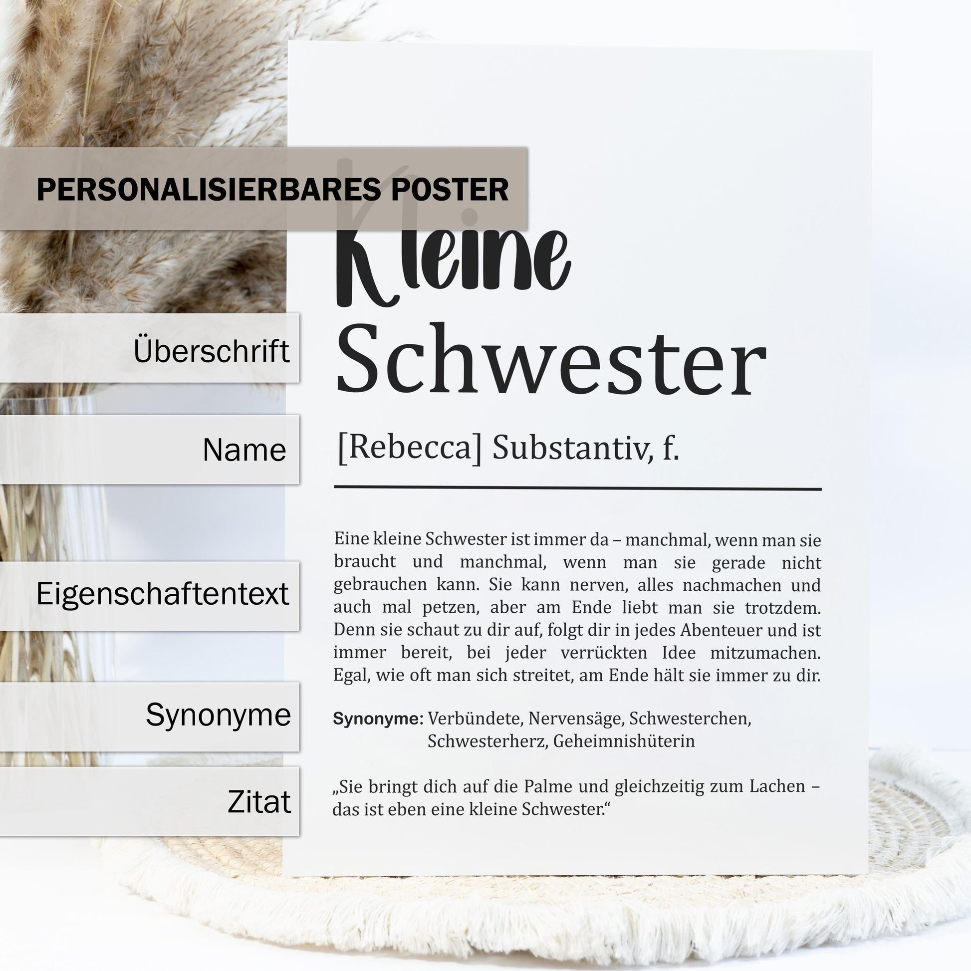 Kleine Schwester Definition Poster personalisierbar mit Namen Schwester Poster Geschenk Einzug Geburtstag Geschenk Schwester Geschwister Liebe