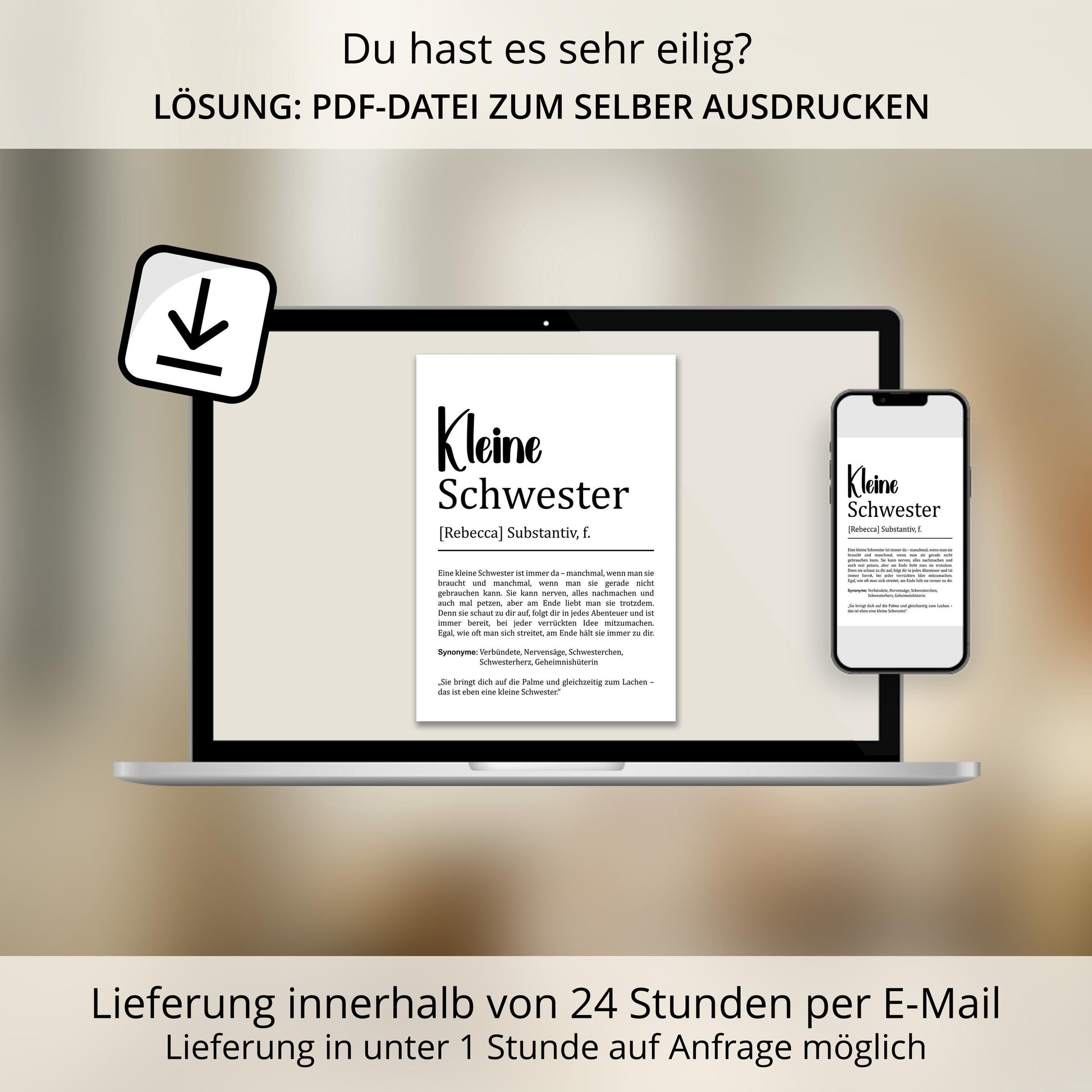 Kleine Schwester Definition Poster personalisierbar mit Namen Schwester Poster Geschenk Einzug Geburtstag Geschenk Schwester Geschwister Liebe