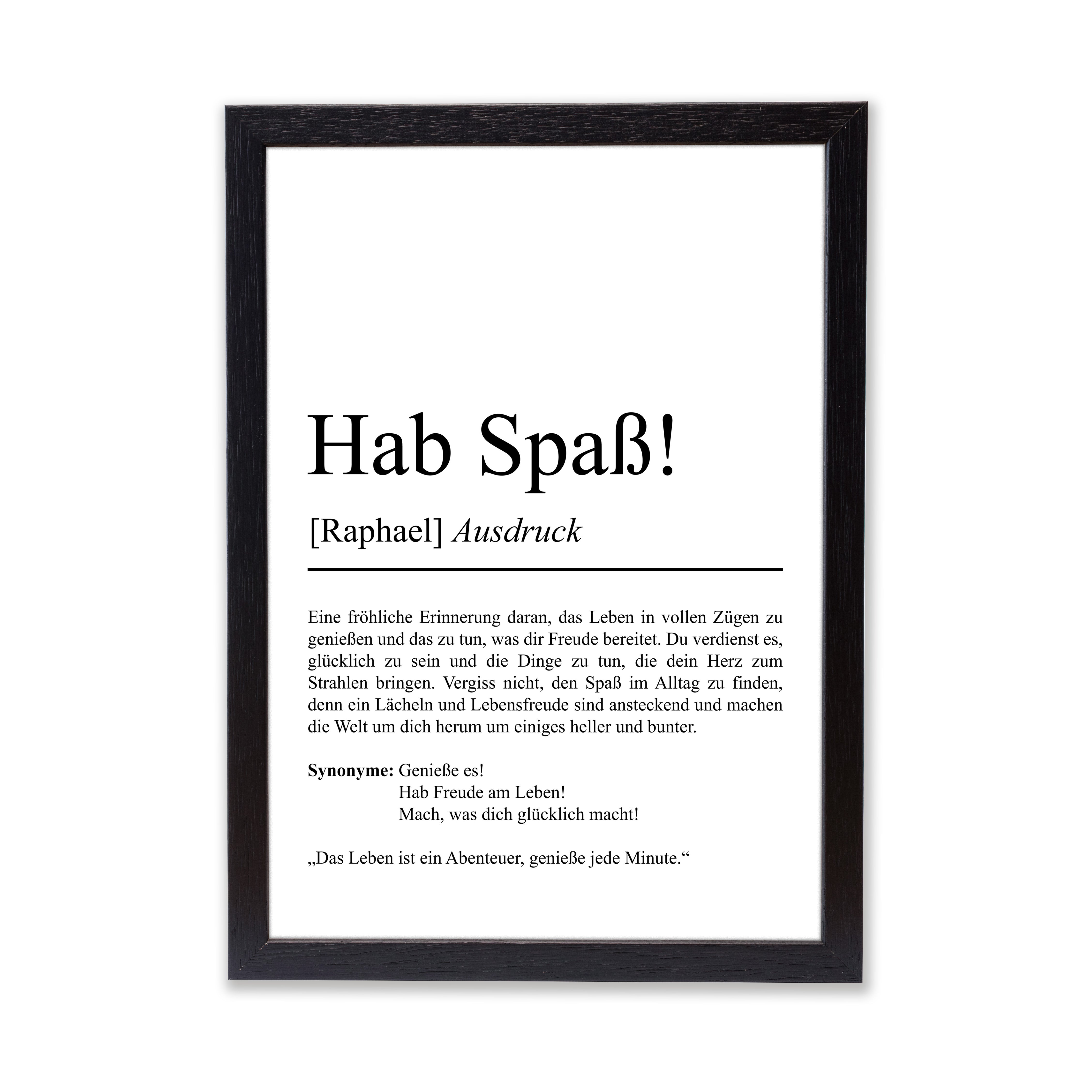 Hab Spaß Definition Poster Emotion Wanddeko Geschenk Spirituelles Post ...