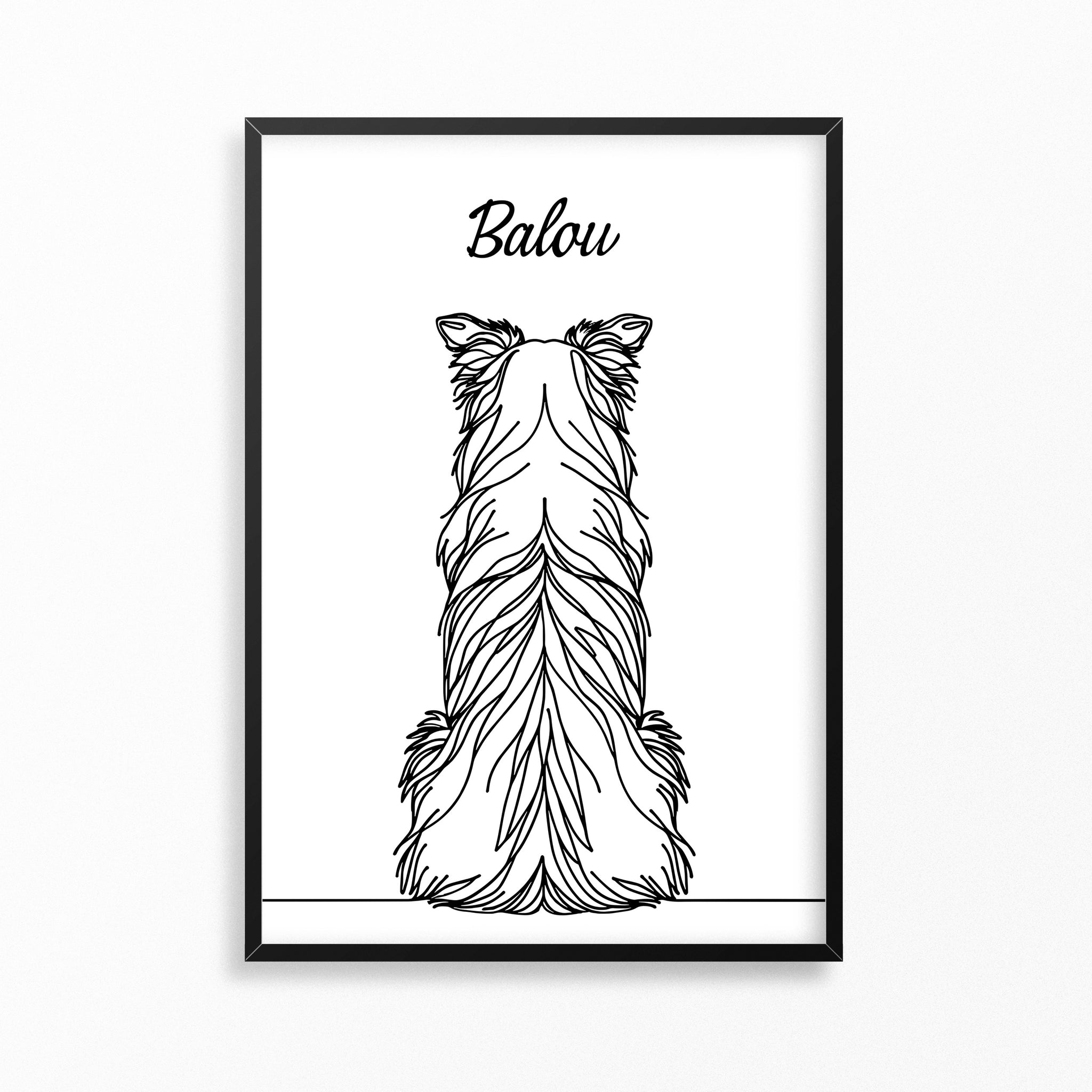 Line Art hinten personalisierbar Rasse Hund Australian Shepherd
