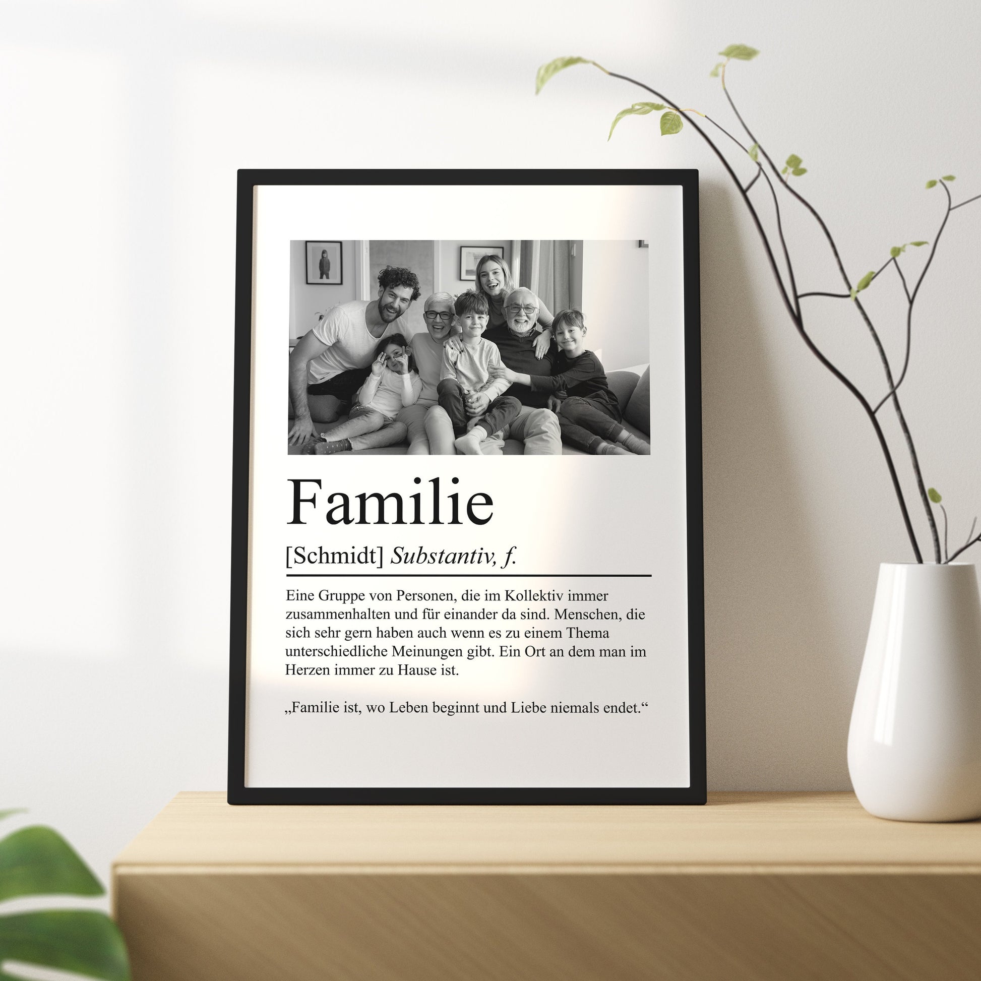 Familie Definition Poster personalisierbar mit Bild + Namen Familien Poster Geschenk Einzug Einweihung Geschenk Poster Eingangsbereich