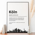 Köln Stadt Poster Definition personalisierbar Städte Poster Wandkunst Poster Wohnung Geschenk Einzug Umzug Heimatstadt Poster