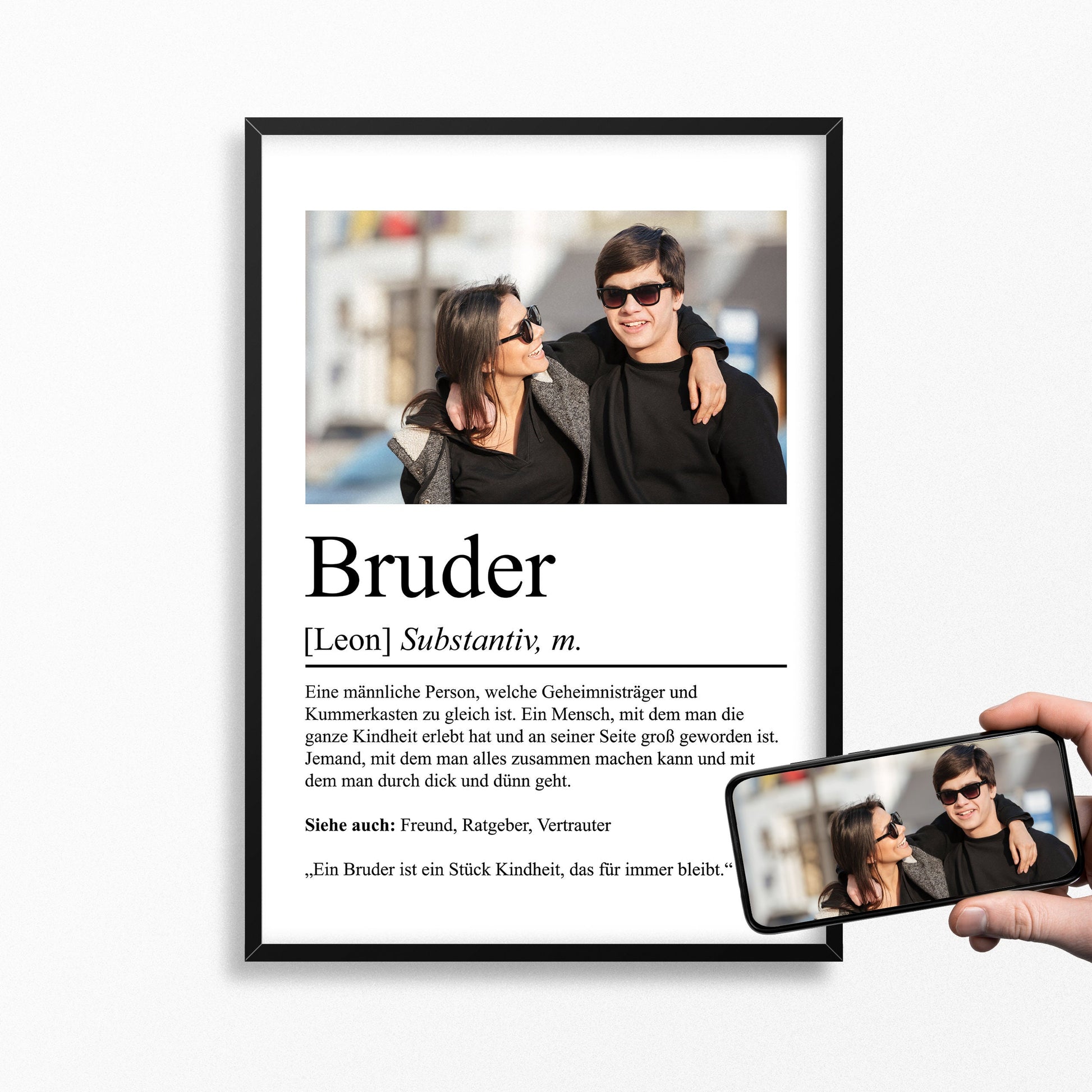Bruder Definition Poster personalisierbar mit Bild + Namen Bruder Poster Geschenk Einzug Geburtstag Geschenk Bruder Poster Familienmitglied