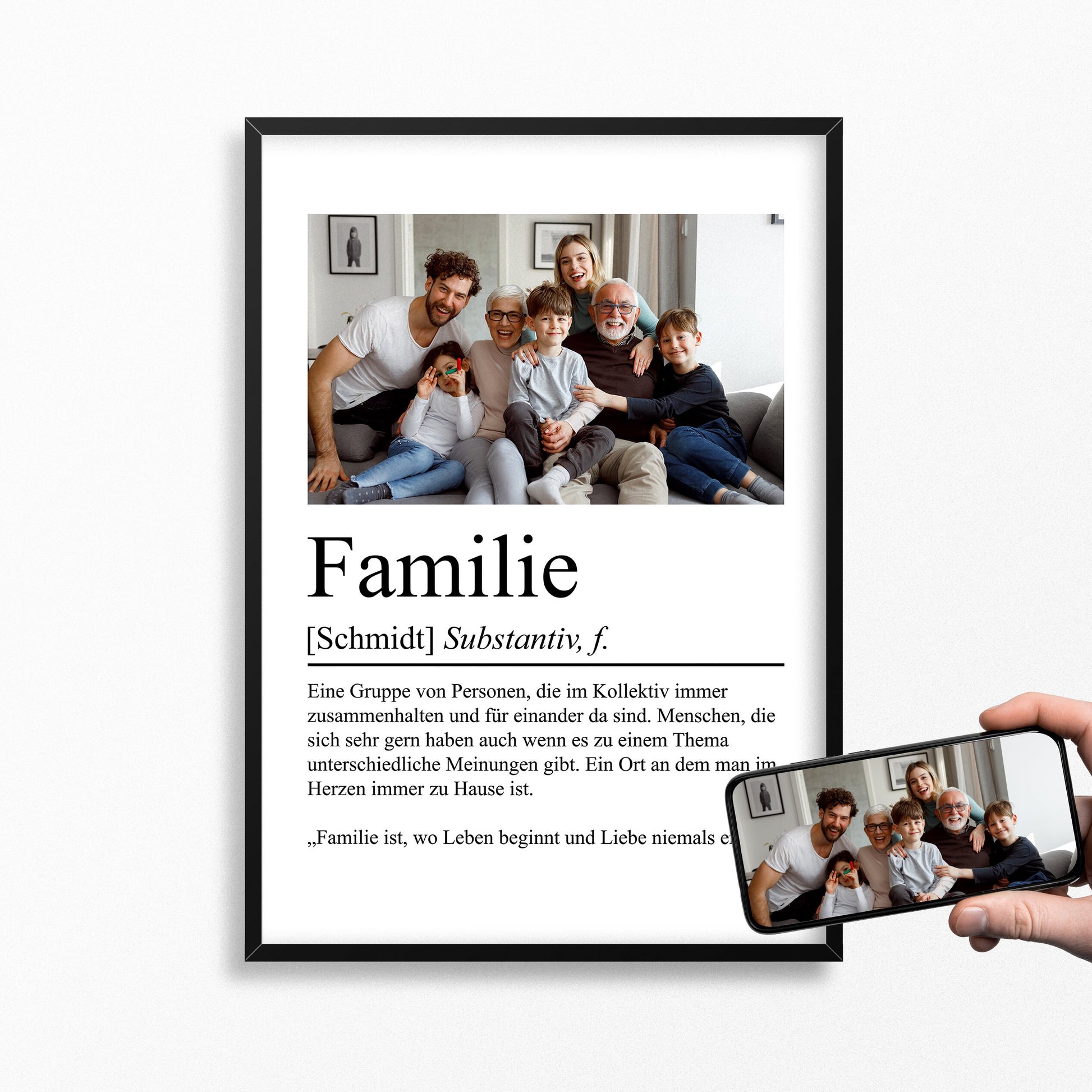 Familie Definition Poster personalisierbar mit Bild + Namen Familien Poster Geschenk Einzug Einweihung Geschenk Poster Eingangsbereich