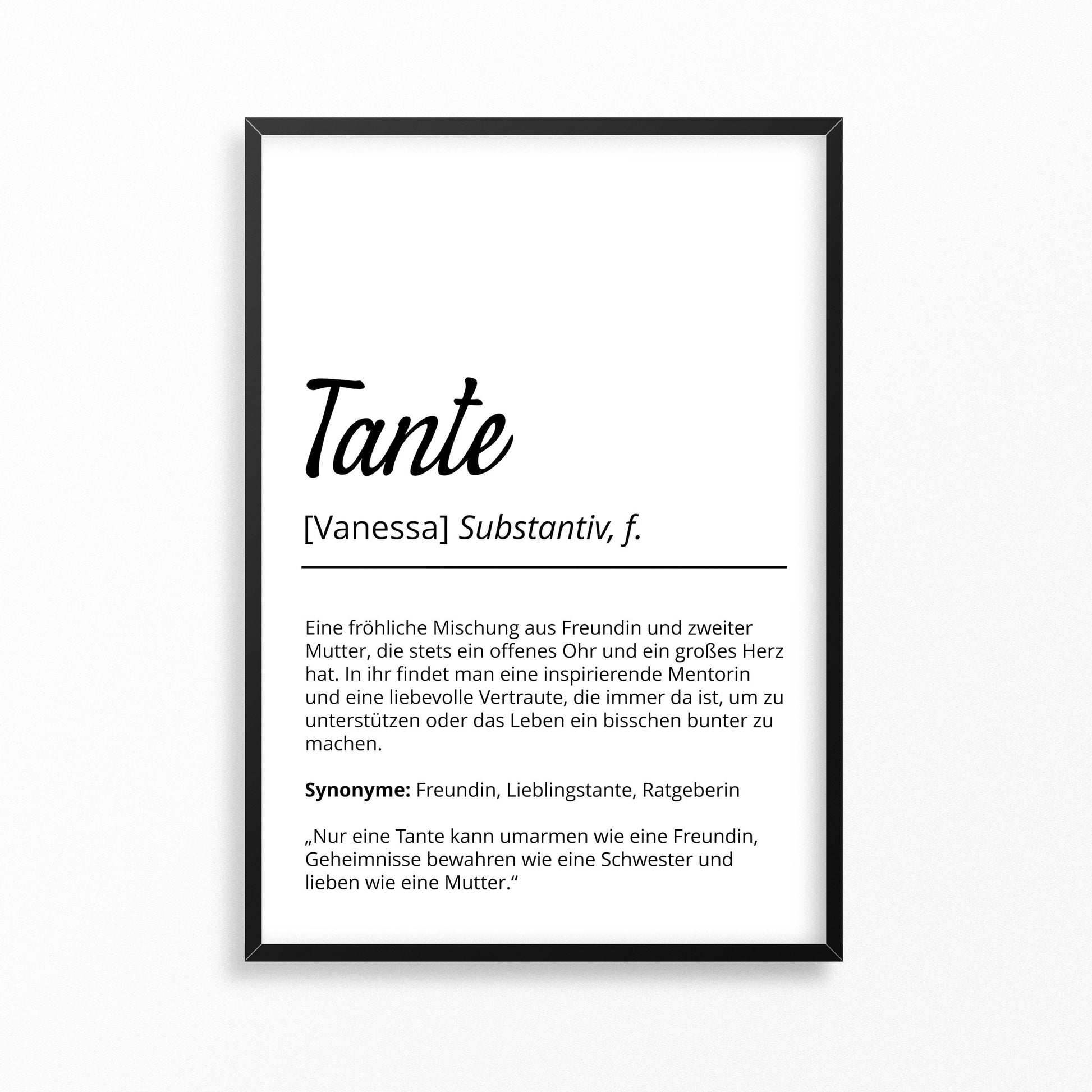 Tante Definition Poster personalisierbar mit Namen Onkel Poster Gesche – posterfieber