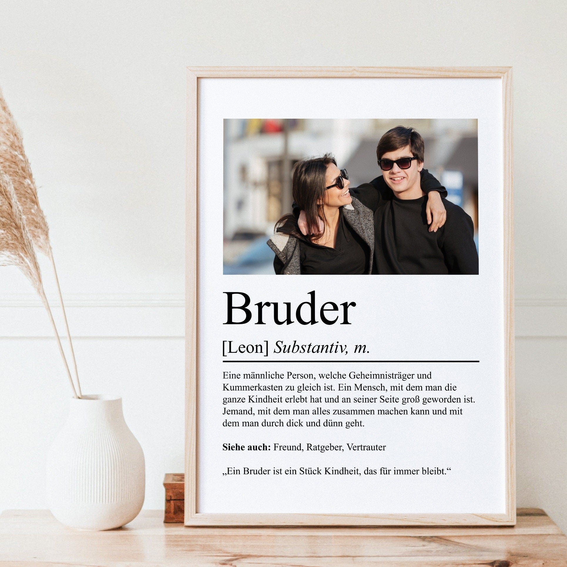 Bruder Definition Poster personalisierbar mit Bild + Namen Bruder Poster Geschenk Einzug Geburtstag Geschenk Bruder Poster Familienmitglied