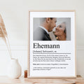 Ehemann Definition Poster personalisierbar mit Bild + Namen Mann Poster Geschenk Einzug Geburtstag Geschenk Mann Hochzeit Geschenk Poster
