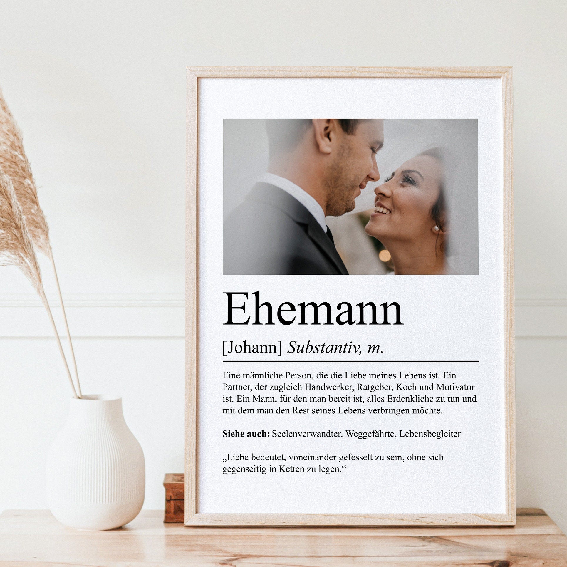 Ehemann Definition Poster personalisierbar mit Bild + Namen Mann Poster Geschenk Einzug Geburtstag Geschenk Mann Hochzeit Geschenk Poster