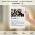 Familie Definition Poster personalisierbar mit Bild + Namen Familien Poster Geschenk Einzug Einweihung Geschenk Poster Eingangsbereich