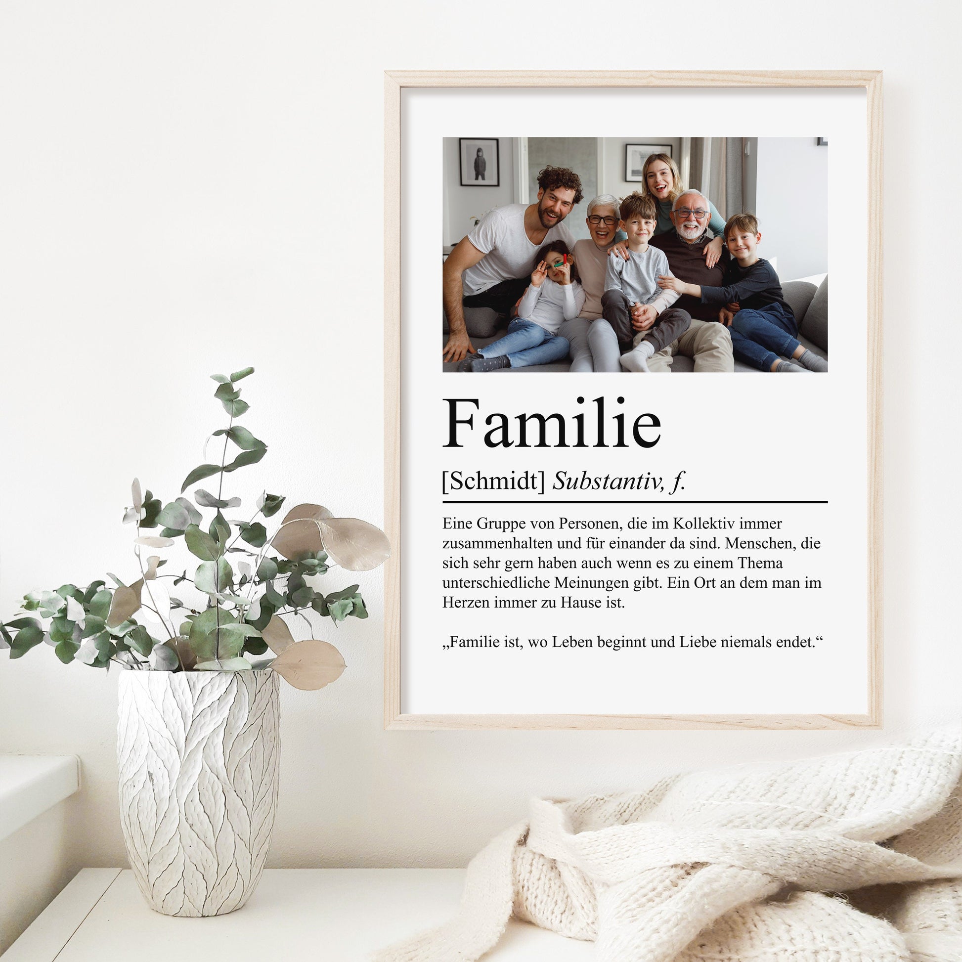 Familie Definition Poster personalisierbar mit Bild + Namen Familien Poster Geschenk Einzug Einweihung Geschenk Poster Eingangsbereich