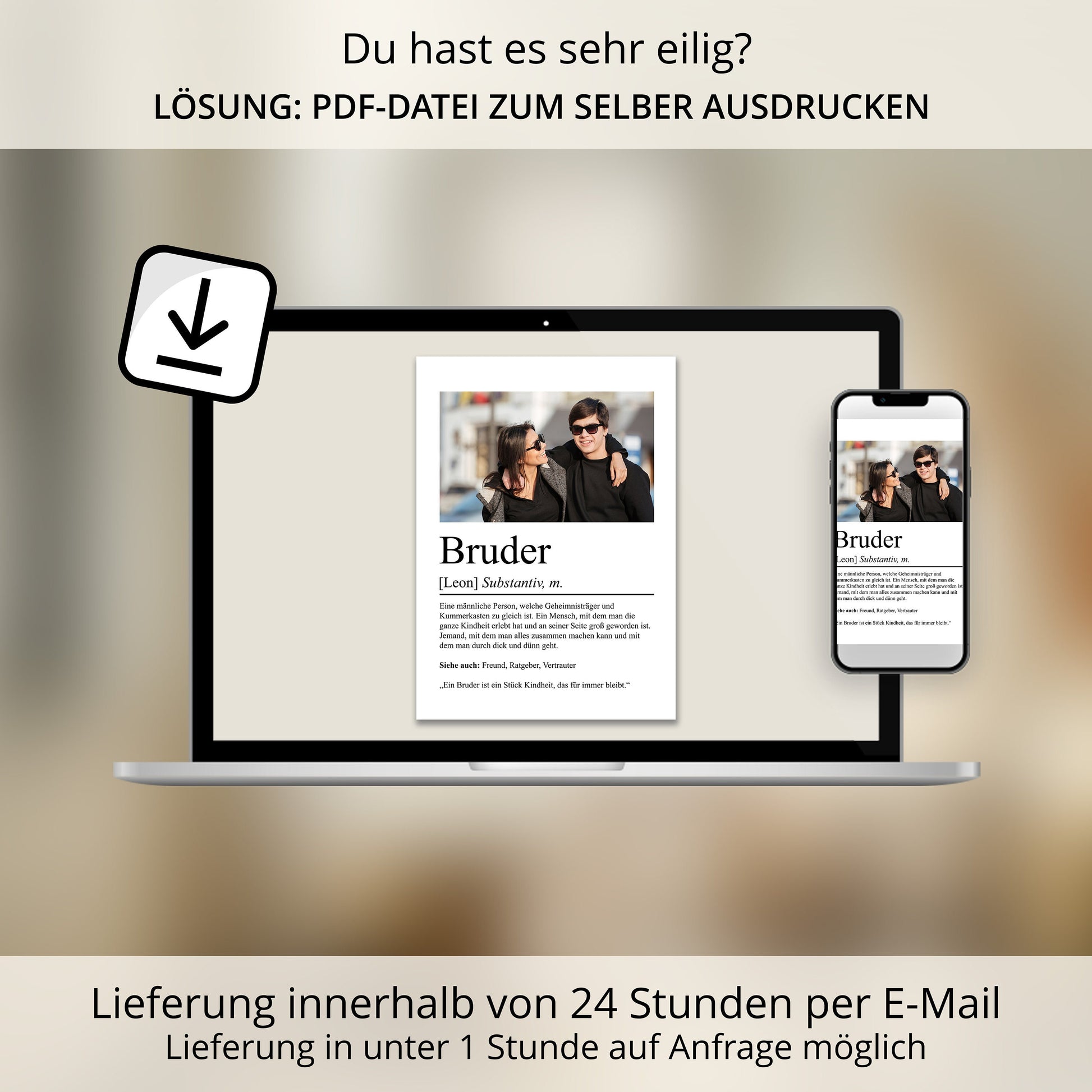 Bruder Definition Poster personalisierbar mit Bild + Namen Bruder Poster Geschenk Einzug Geburtstag Geschenk Bruder Poster Familienmitglied