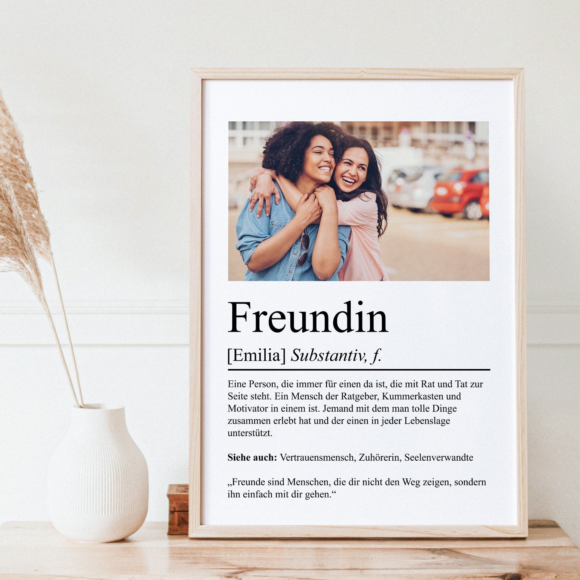 Freundin Definition Poster personalisierbar mit Bild + Namen Beste Freundin Poster Geschenk Einzug Geburtstag Geschenk Freundin Poster