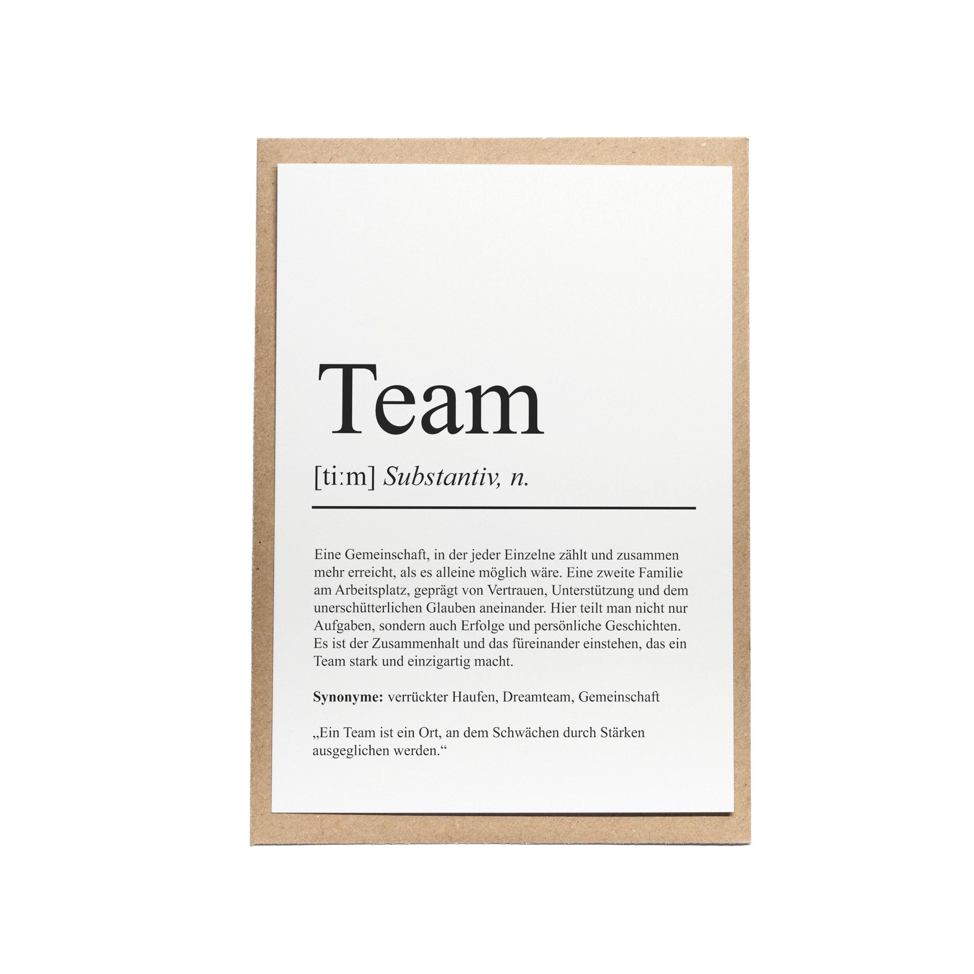 Team Definition Karte personalisierbar mit Teamnamen Jubiläum Grußkarte Team Geschenk Geburtstag Team Postkarte Definition Team Postkarte