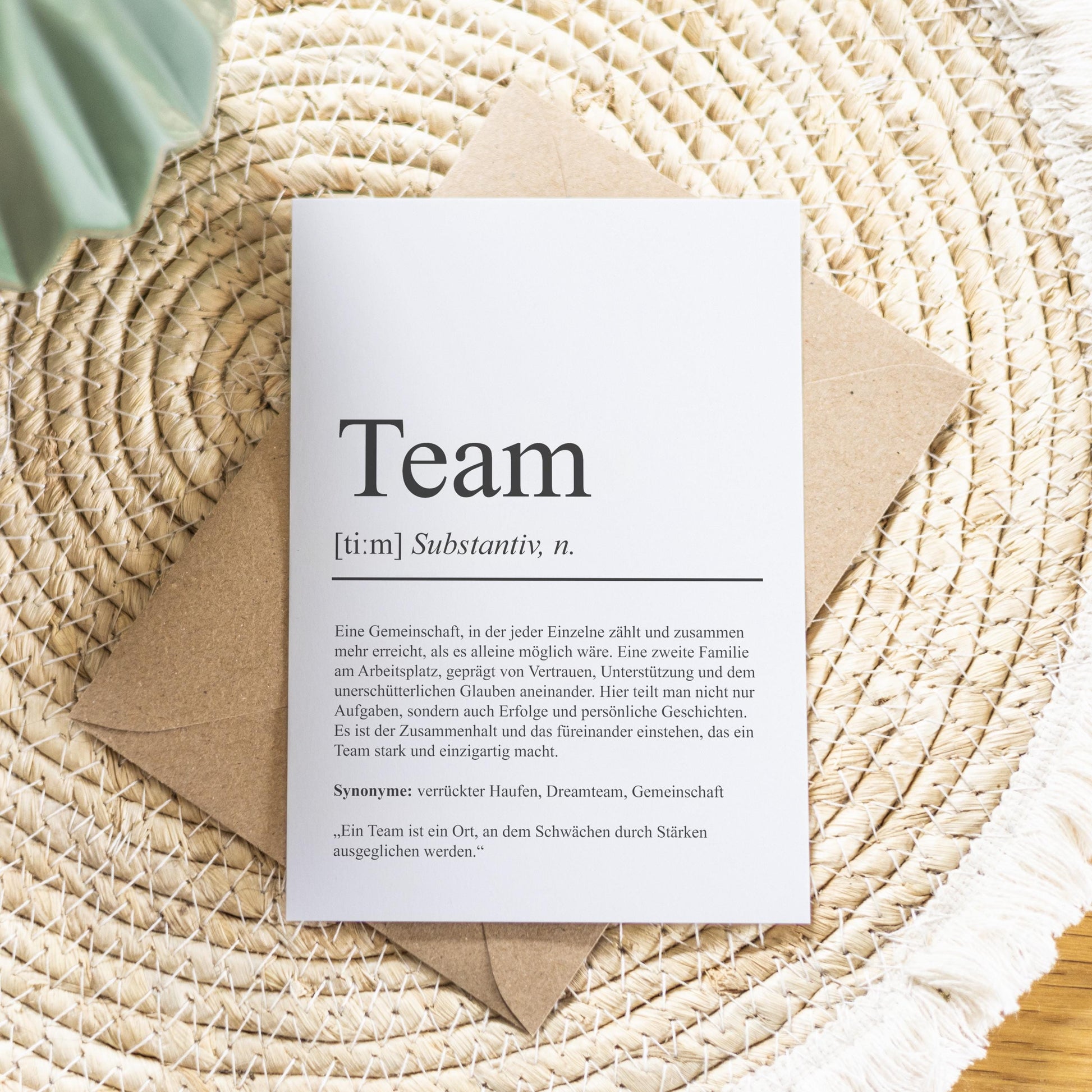 Team Definition Karte personalisierbar mit Teamnamen Jubiläum Grußkarte Team Geschenk Geburtstag Team Postkarte Definition Team Postkarte