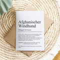 Afghanischer Windhund Definition Karte personalisierbar mit Name Hunde Rasse Grußkarte Geschenk Hundebesitzer Karte Geburtstag Geschenk