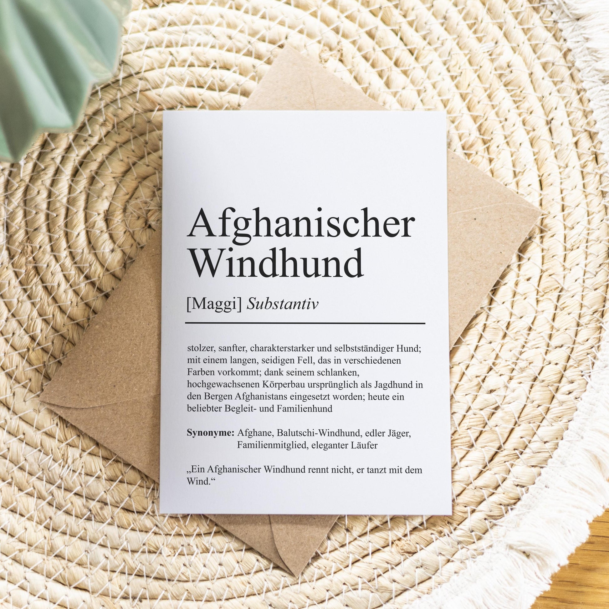 Afghanischer Windhund Definition Karte personalisierbar mit Name Hunde Rasse Grußkarte Geschenk Hundebesitzer Karte Geburtstag Geschenk
