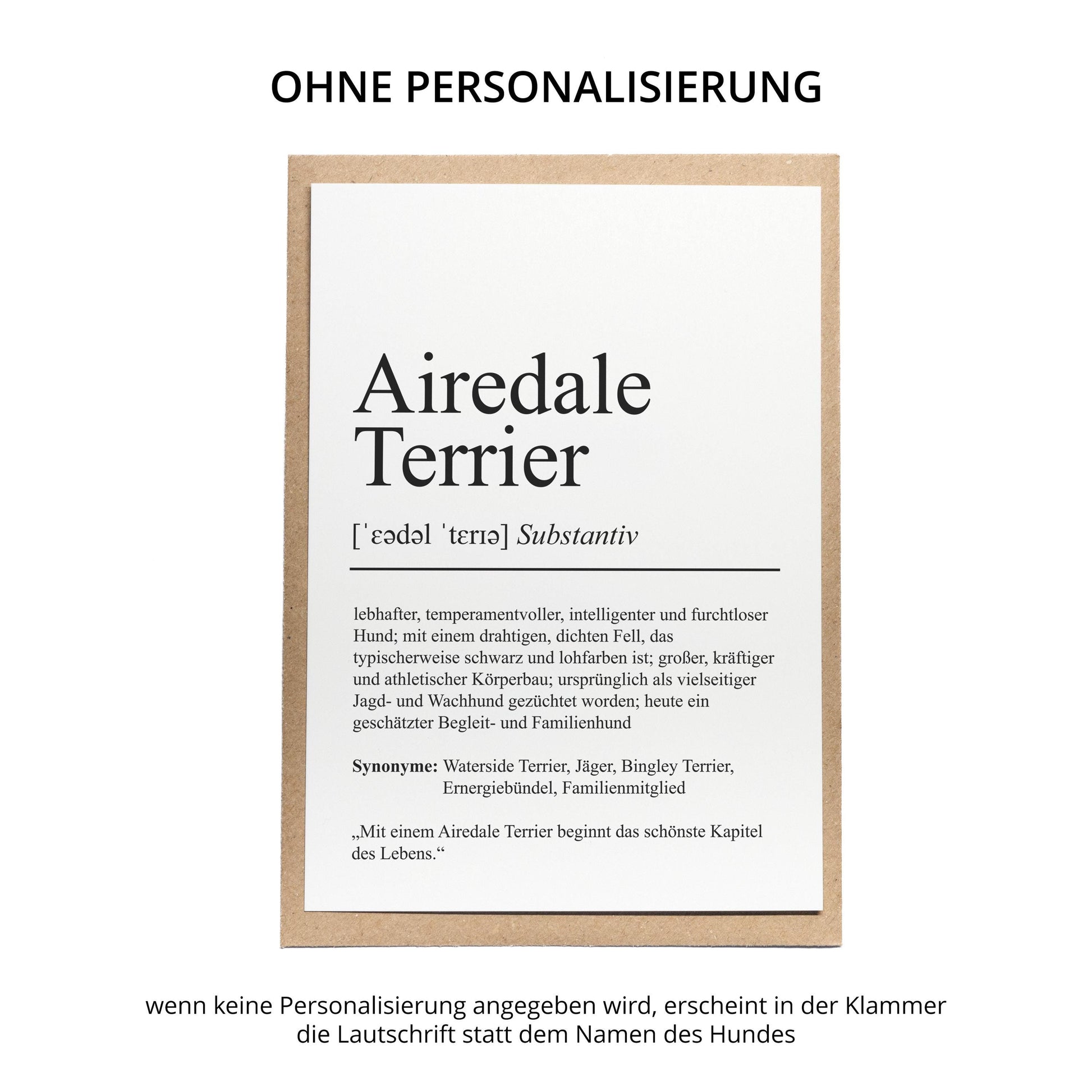 Airedale Terrier Definition Karte personalisierbar mit Name Hunde Rasse Grußkarte Geschenk Hundebesitzer Karte Geburtstag Geschenk