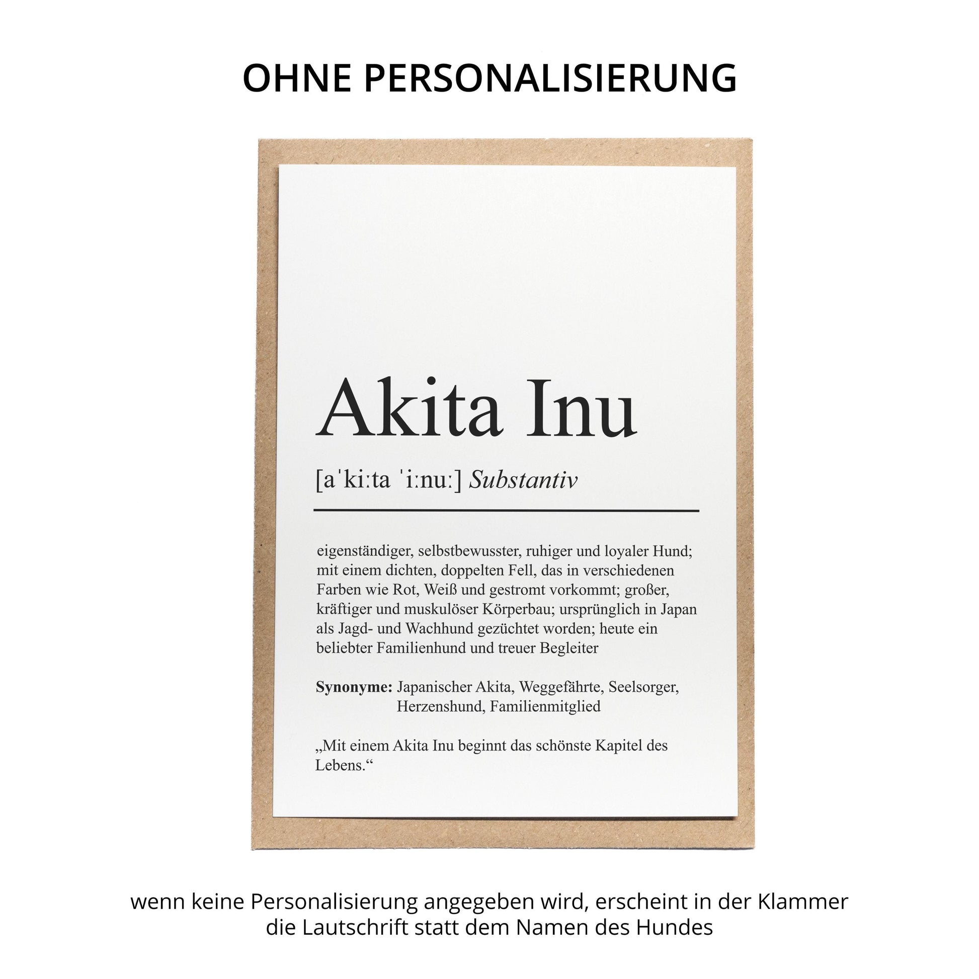 Akita Inu Definition Karte personalisierbar mit Name Hunde Rasse Grußkarte Geschenk Hundebesitzer Karte Geburtstag Geschenk