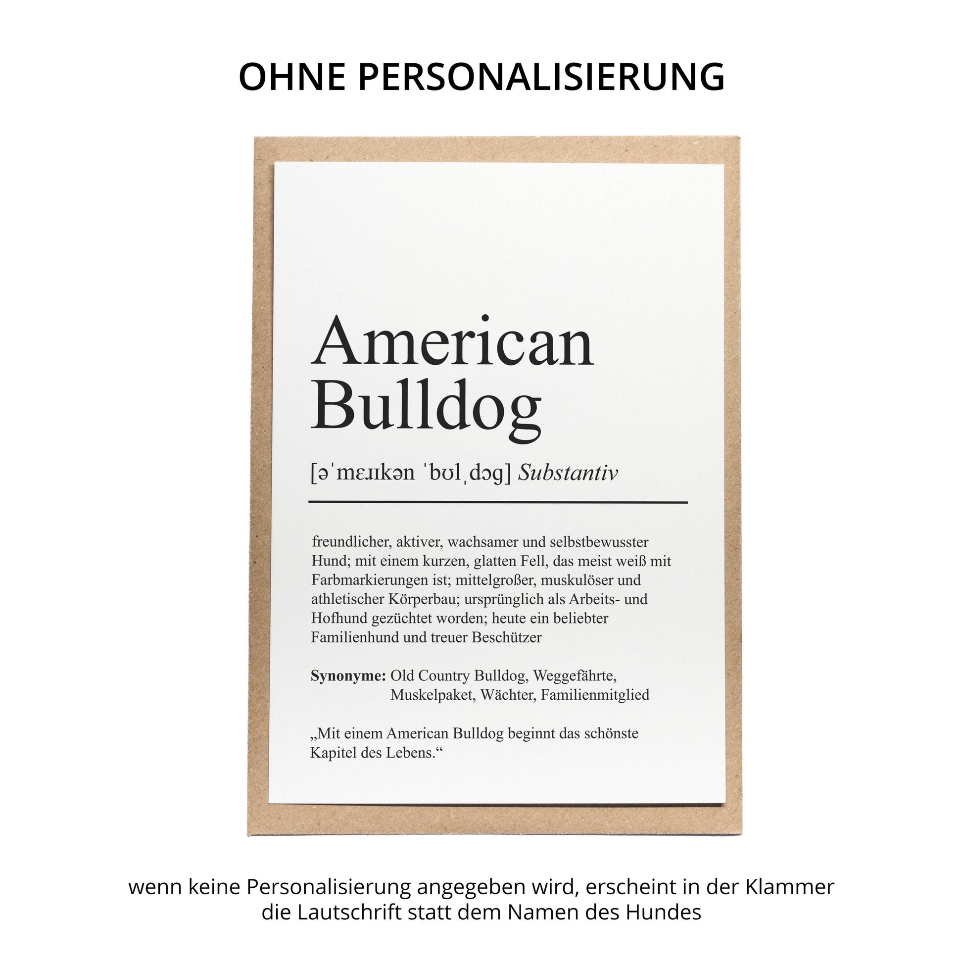 American Bulldog Definition Karte personalisierbar mit Name Hunde Rasse Grußkarte Geschenk Hundebesitzer Karte Geburtstag Geschenk