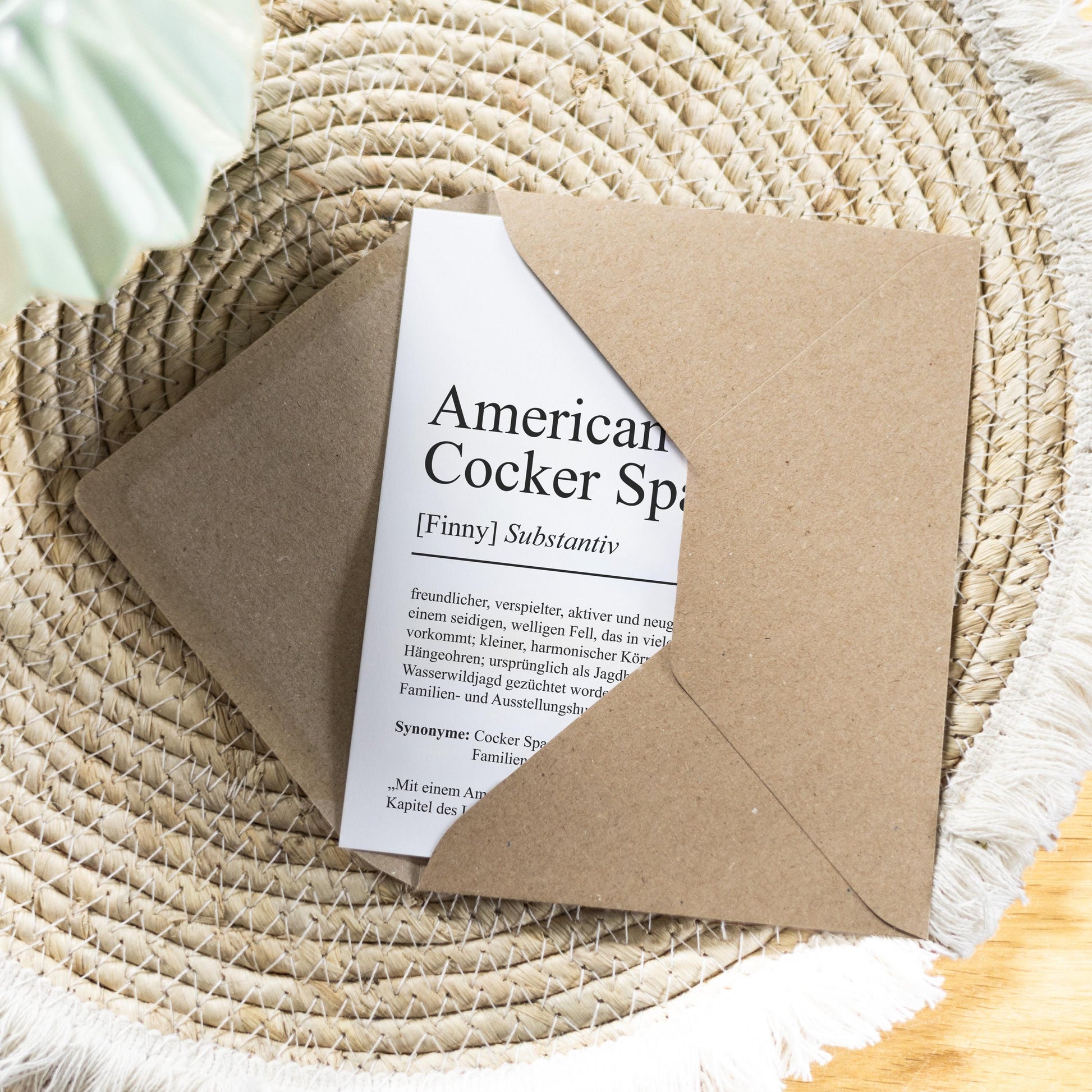 American Cocker Spaniel Definition Karte personalisierbar mit Name Hunde Rasse Grußkarte Geschenk Hundebesitzer Karte Geburtstag Geschenk
