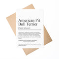 American Pit Bull Terrier Definition Karte personalisierbar mit Name Hunde Rasse Grußkarte Geschenk Hundebesitzer Karte Geburtstag Geschenk