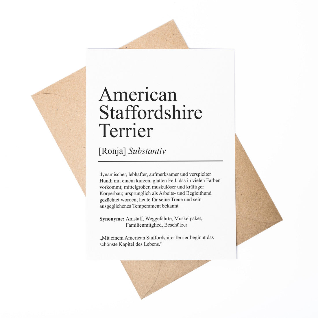 American Staffordshire Terrier Definition Karte personalisierbar mit Name Hunde Rasse Grußkarte Geschenk Hundebesitzer Karte Geburtstag