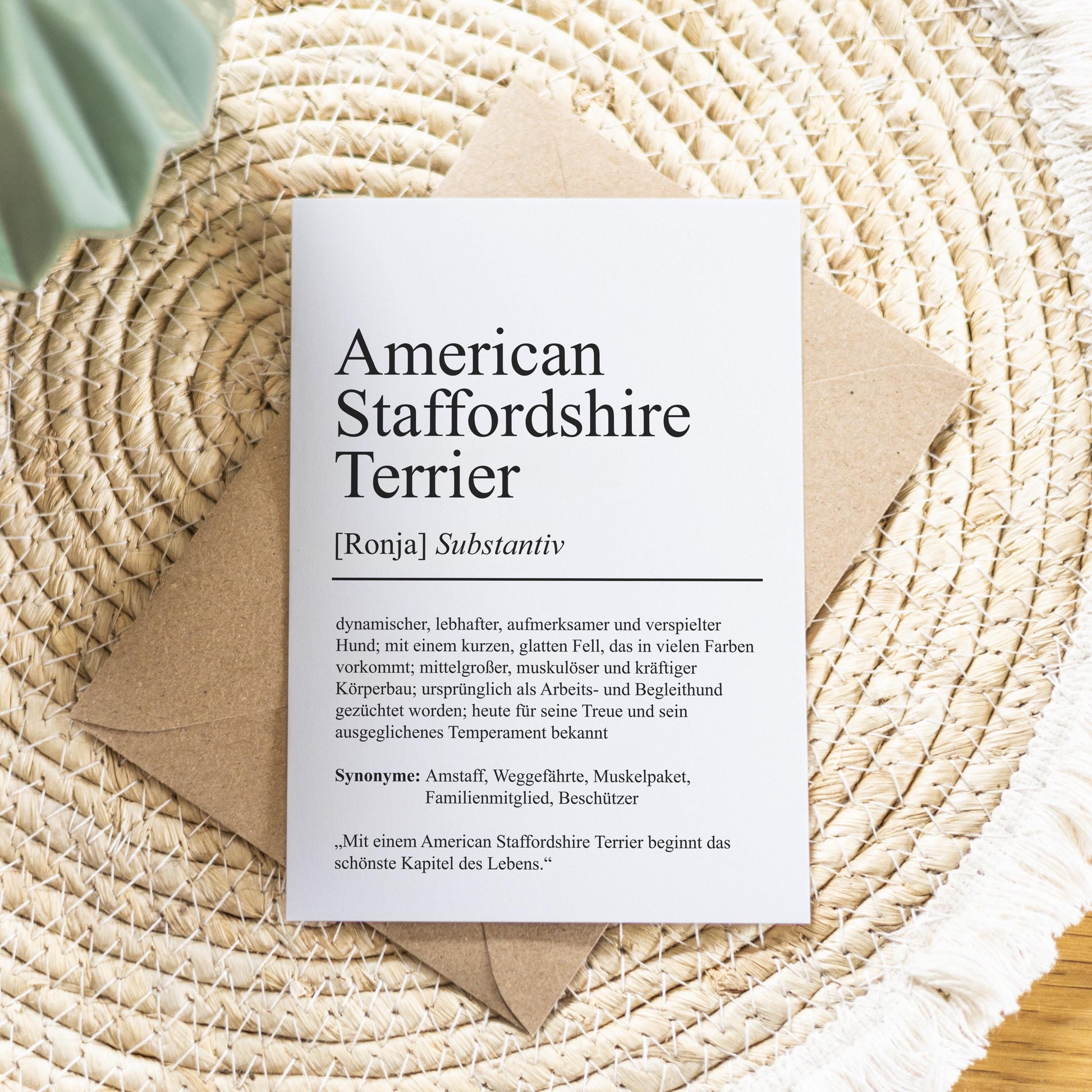 American Staffordshire Terrier Definition Karte personalisierbar mit Name Hunde Rasse Grußkarte Geschenk Hundebesitzer Karte Geburtstag
