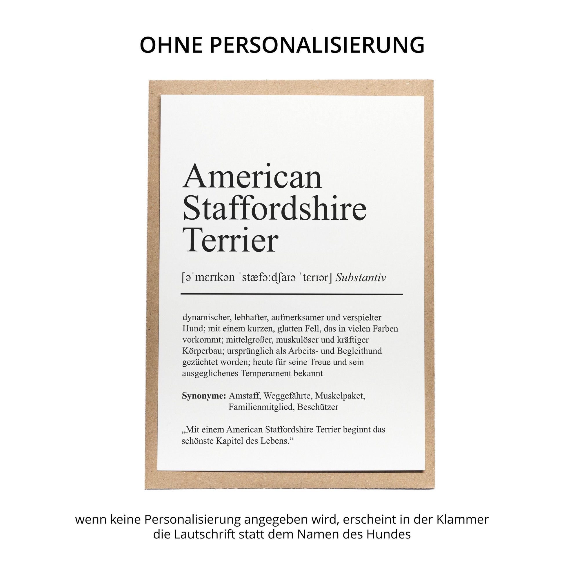 American Staffordshire Terrier Definition Karte personalisierbar mit Name Hunde Rasse Grußkarte Geschenk Hundebesitzer Karte Geburtstag