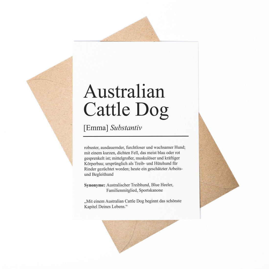 Australian Cattle Dog Definition Karte personalisierbar mit Name Hunde Rasse Grußkarte Geschenk Hundebesitzer Karte Geburtstag Geschenk