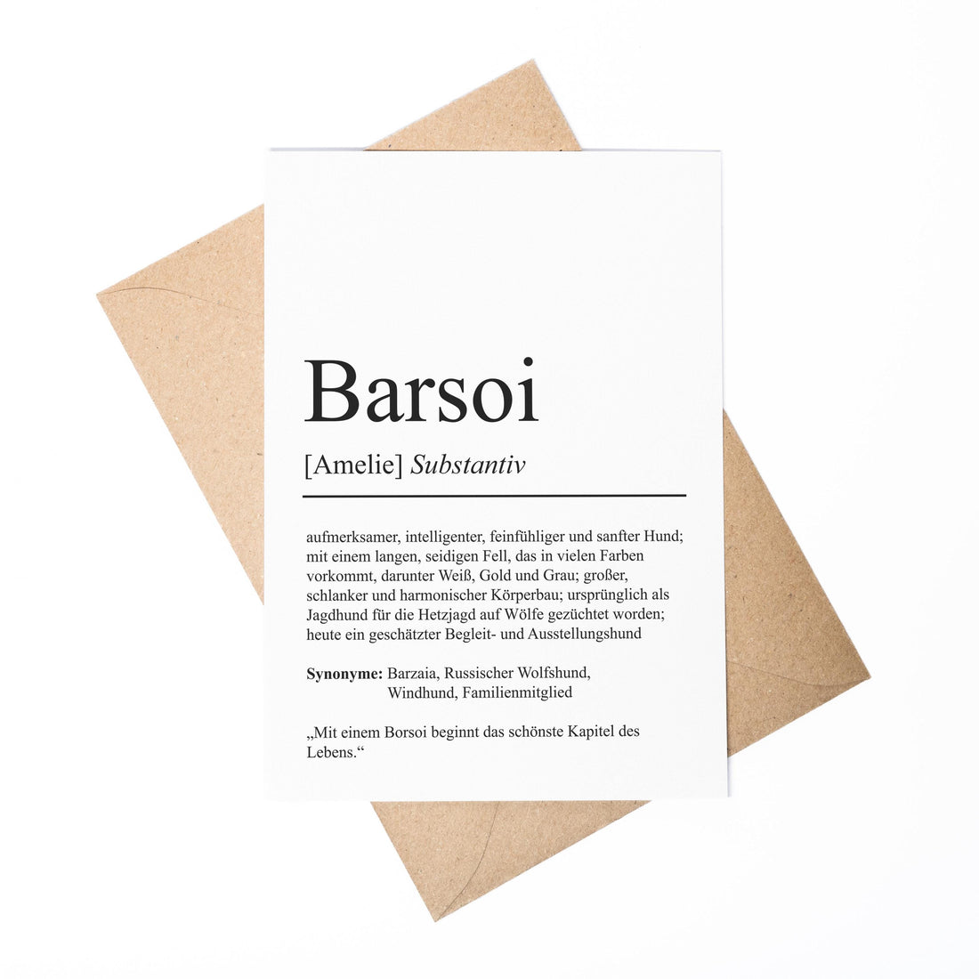 Barsoi Definition Karte personalisierbar mit Name Hunde Rasse Grußkarte Geschenk Hundebesitzer Karte Geburtstag Geschenk