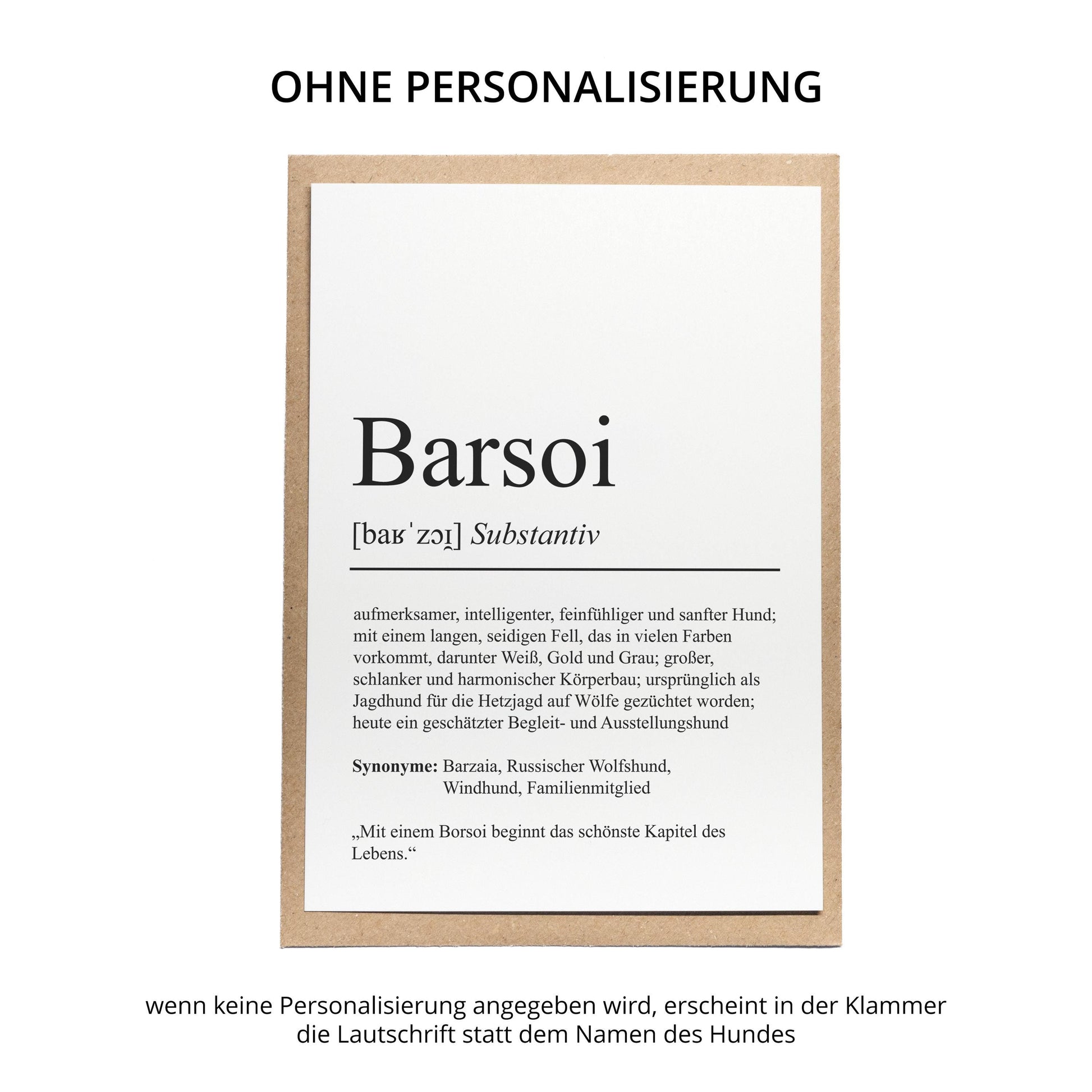 Barsoi Definition Karte personalisierbar mit Name Hunde Rasse Grußkarte Geschenk Hundebesitzer Karte Geburtstag Geschenk