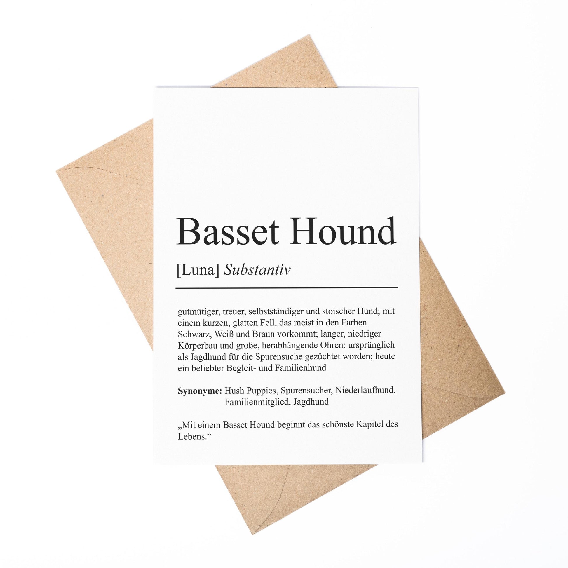 Basset Hound Definition Karte personalisierbar mit Name Hunde Rasse Grußkarte Geschenk Hundebesitzer Karte Geburtstag Geschenk