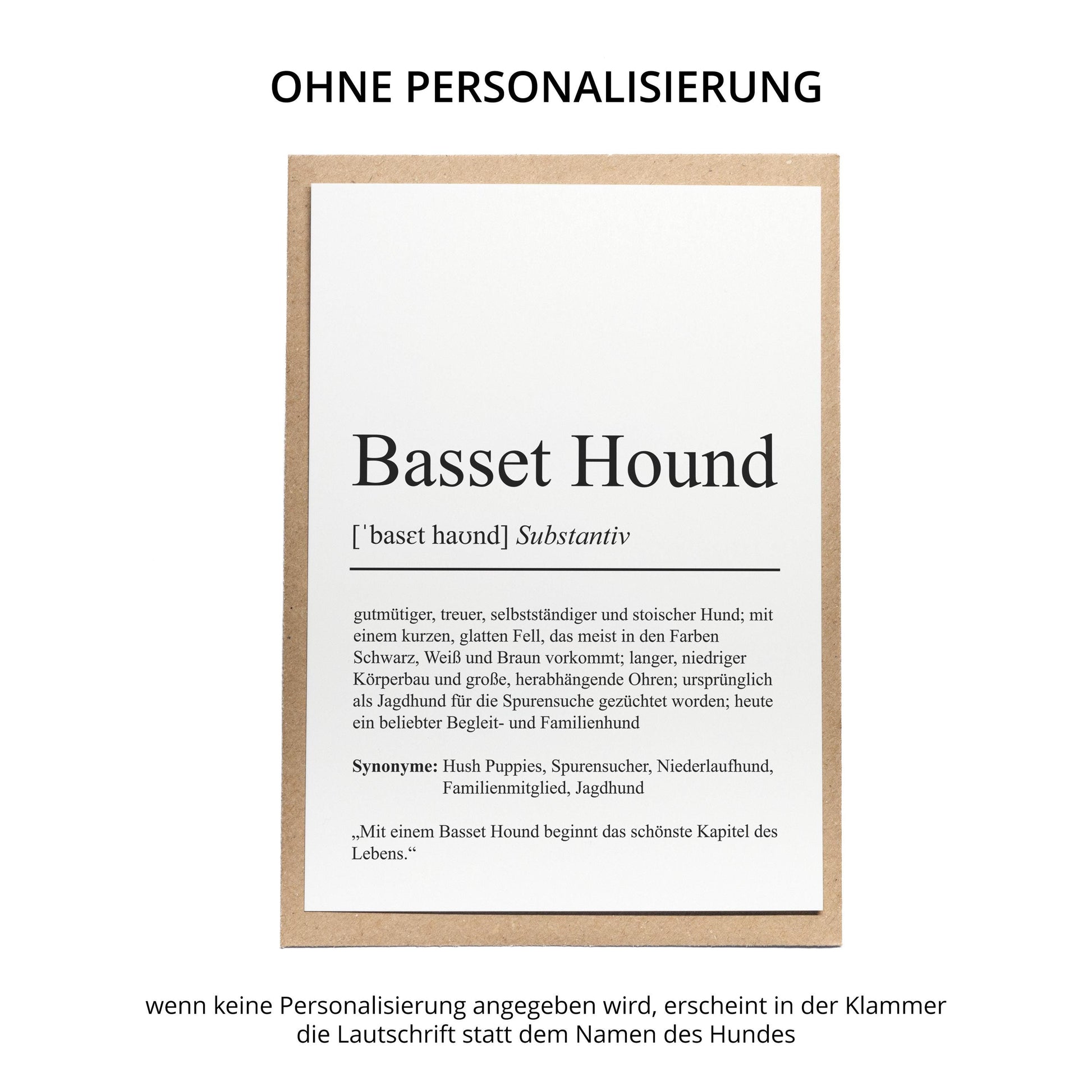 Basset Hound Definition Karte personalisierbar mit Name Hunde Rasse Grußkarte Geschenk Hundebesitzer Karte Geburtstag Geschenk