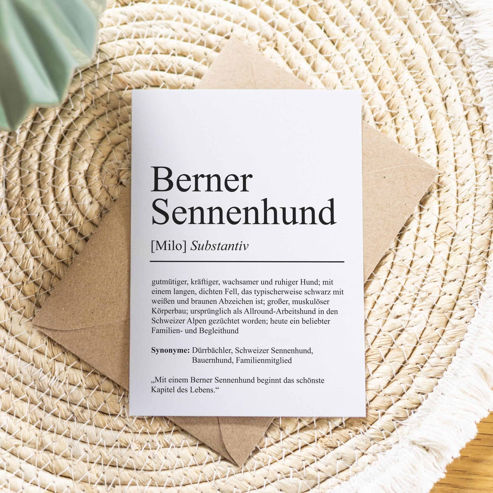 Berner Sennenhund Definition Karte personalisierbar mit Name Hunde Rasse Grußkarte Geschenk Hundebesitzer Karte Geburtstag Geschenk