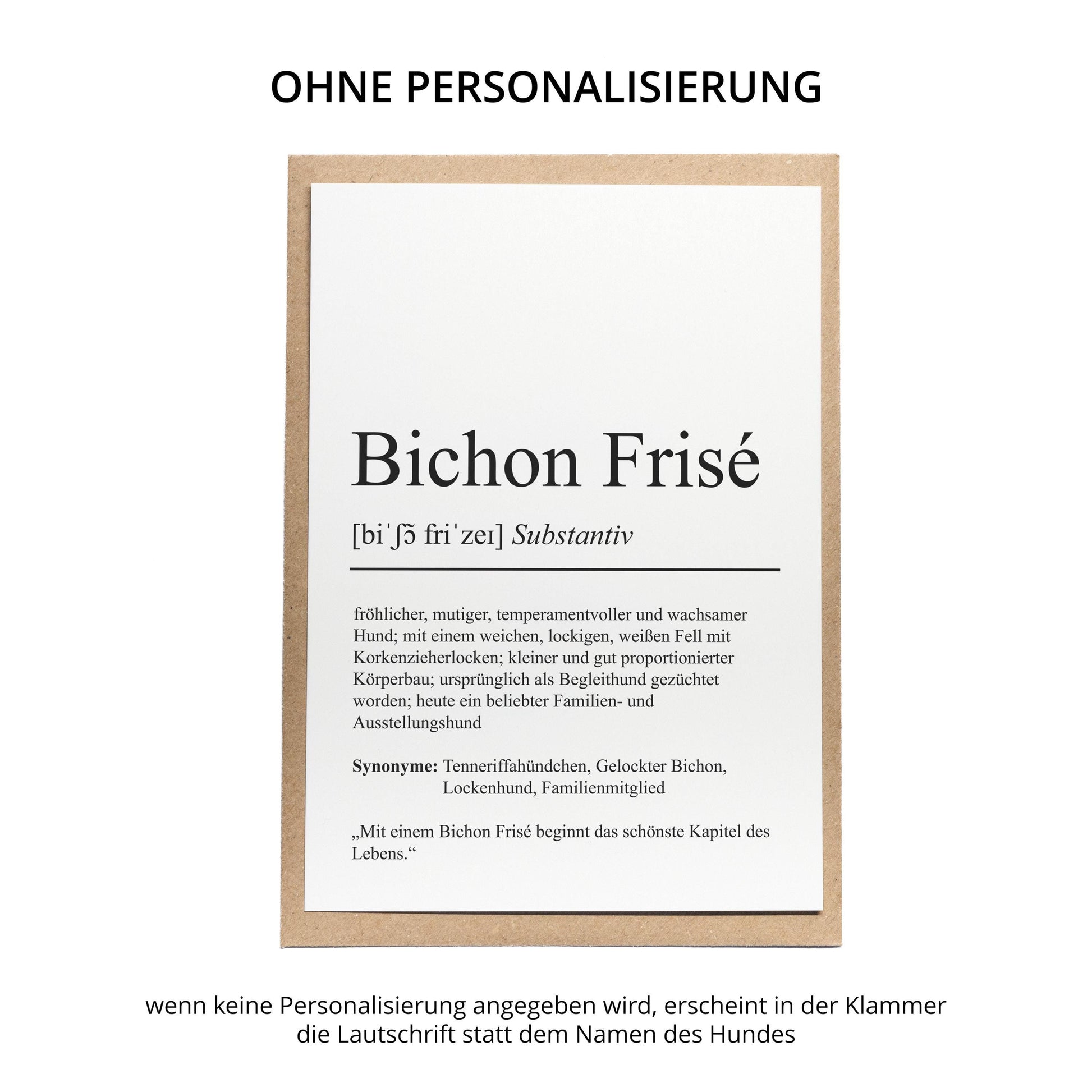 Bichon Frise Definition Karte personalisierbar mit Name Hunde Rasse Grußkarte Geschenk Hundebesitzer Karte Geburtstag Geschenk