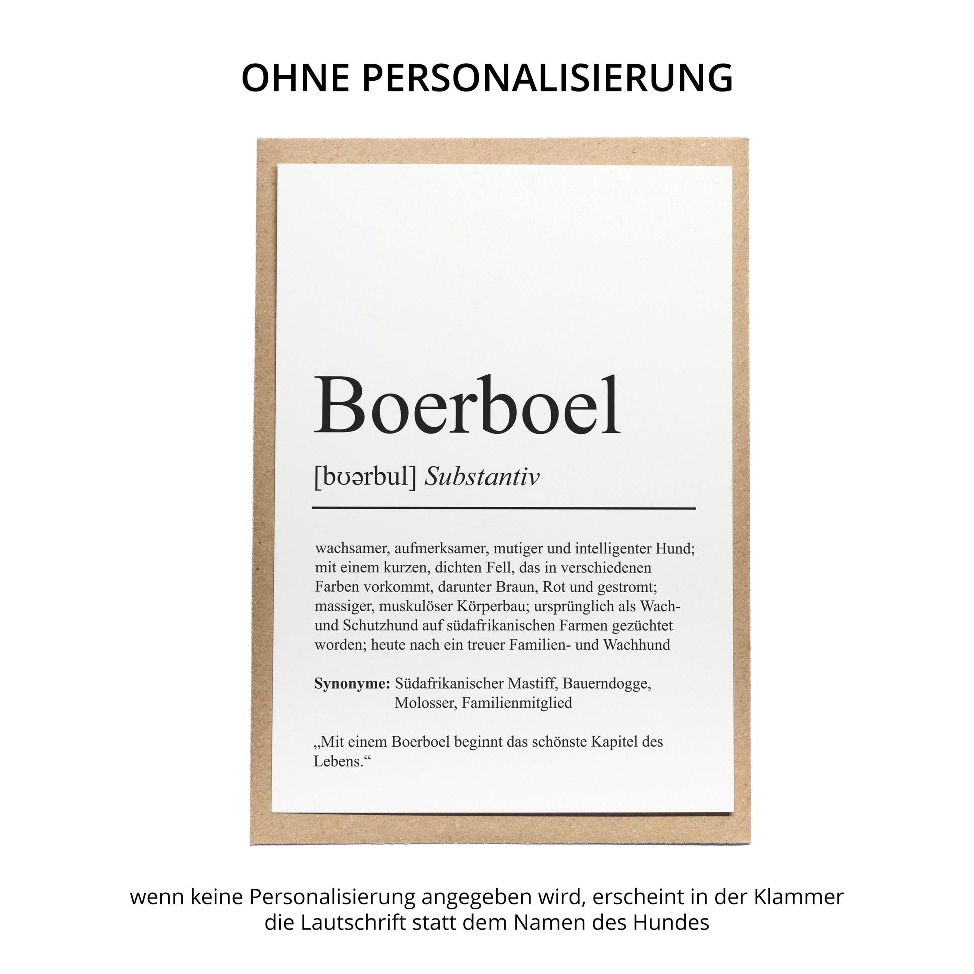 Boerboel Definition Karte personalisierbar mit Name Hunde Rasse Grußkarte Geschenk Hundebesitzer Karte Geburtstag Geschenk