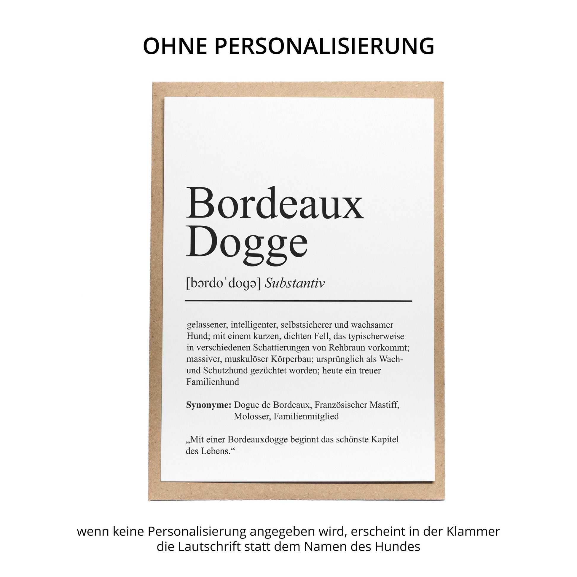 Bordeauxdogge Definition Karte personalisierbar mit Name Hunde Rasse Grußkarte Geschenk Hundebesitzer Karte Geburtstag Geschenk