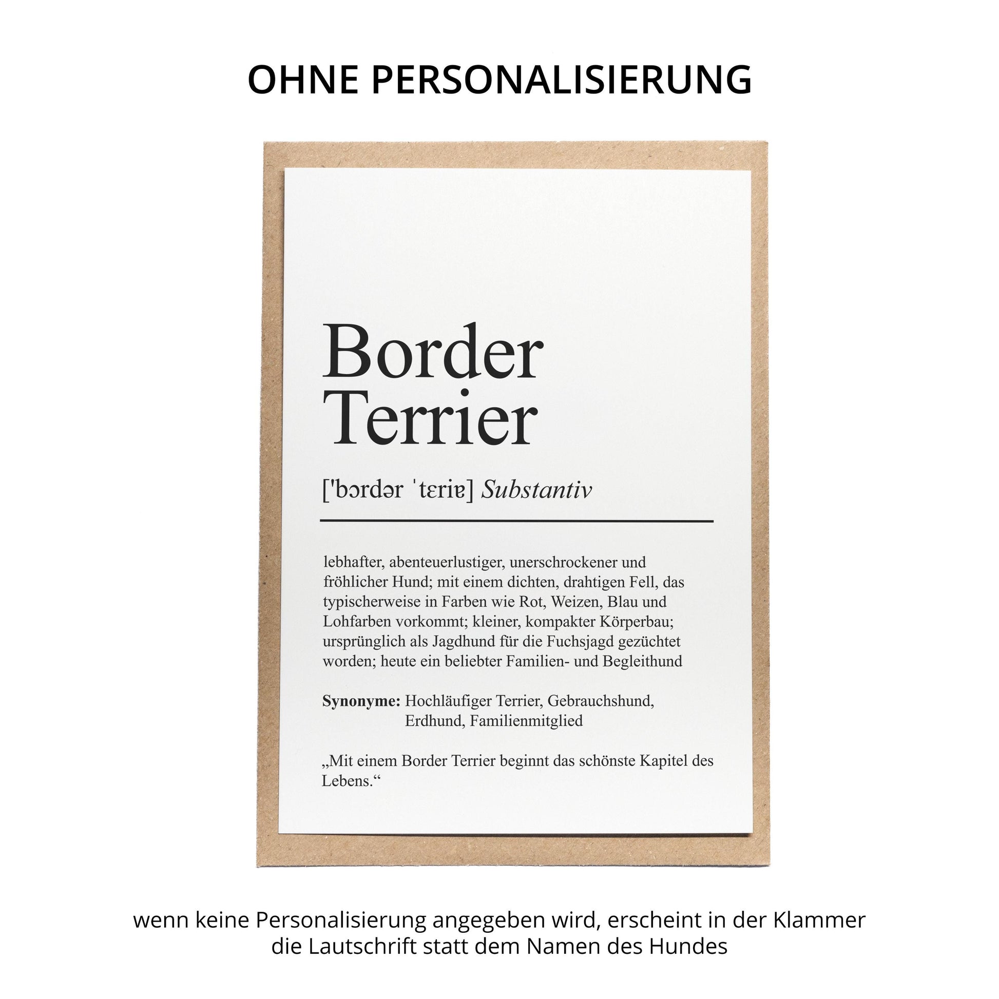Border Terrier Definition Karte personalisierbar mit Name Hunde Rasse Grußkarte Geschenk Hundebesitzer Karte Geburtstag Geschenk