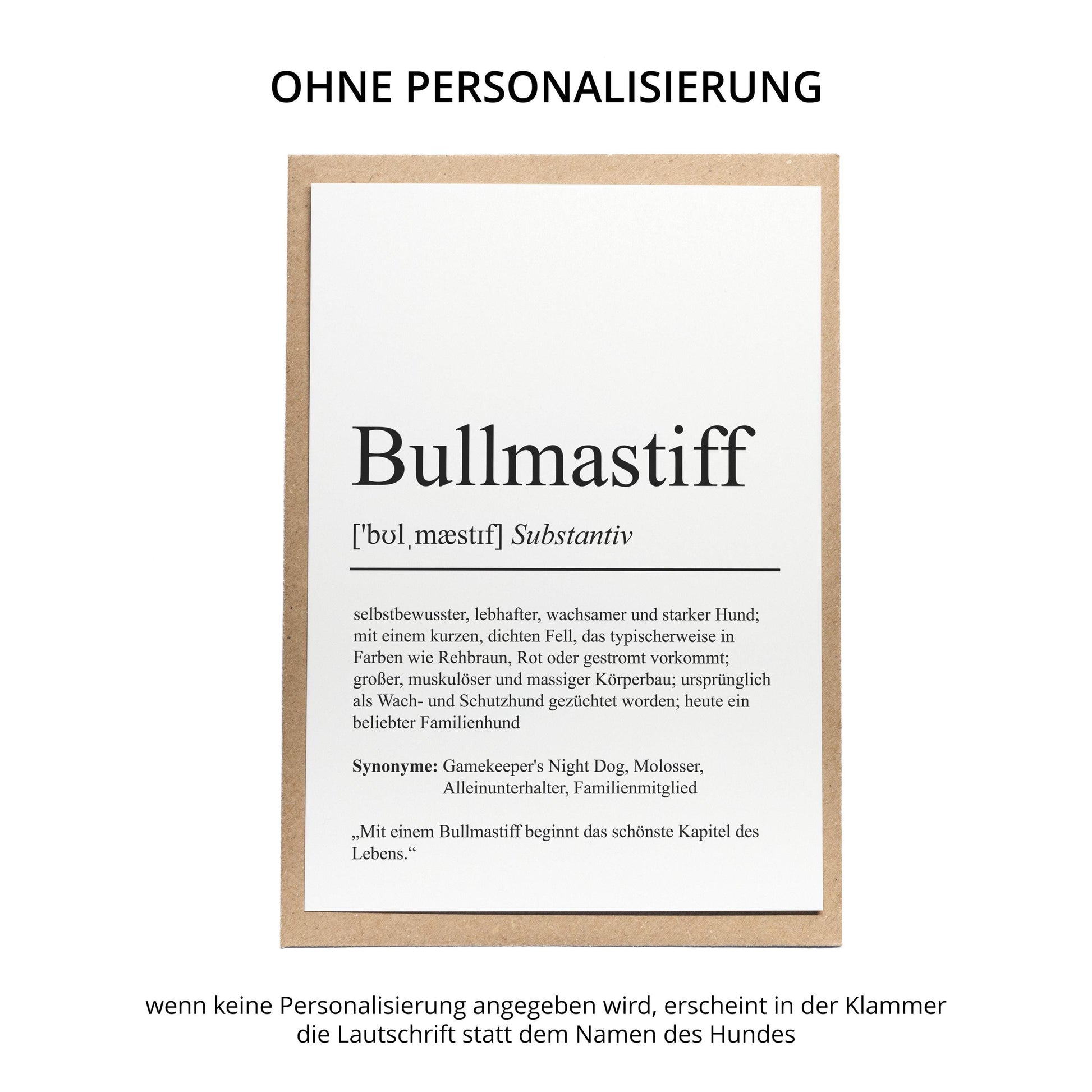 Bullmastiff Definition Karte personalisierbar mit Name Hunde Rasse Grußkarte Geschenk Hundebesitzer Karte Geburtstag Geschenk
