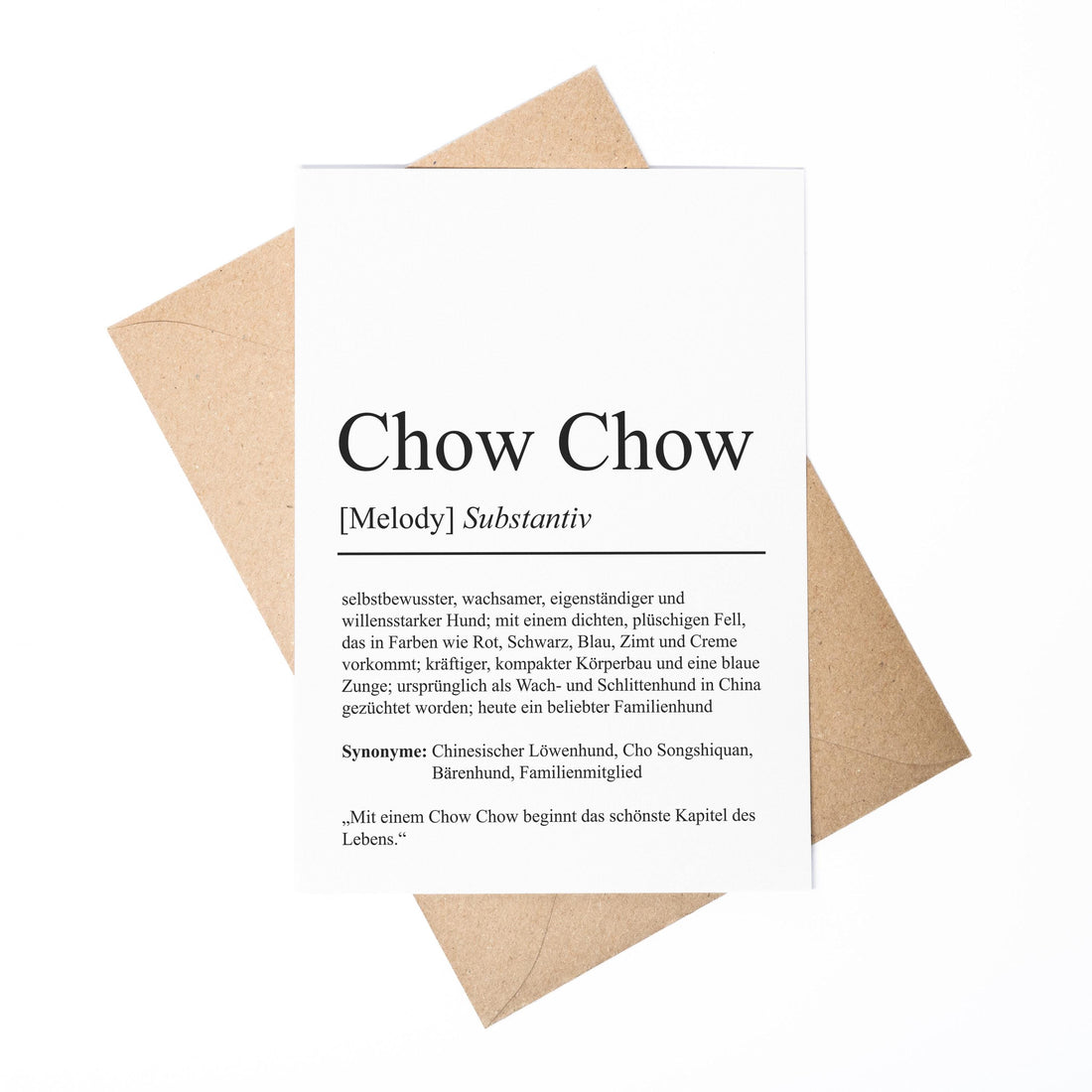 Chow Chow Definition Karte personalisierbar mit Name Hunde Rasse Grußkarte Geschenk Hundebesitzer Karte Geburtstag Geschenk