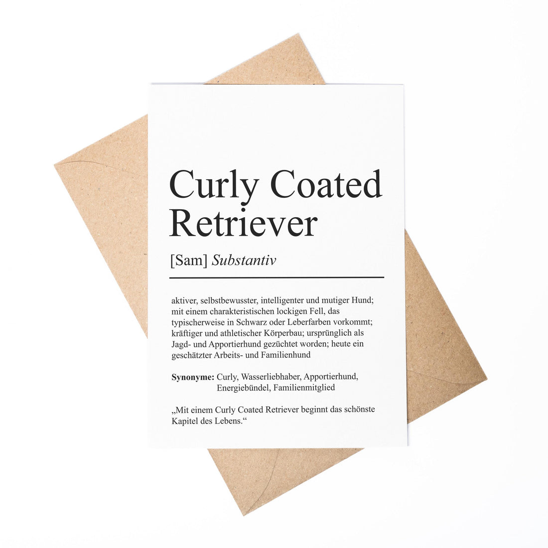Curly Coated Retriever Definition Karte personalisierbar mit Name Hunde Rasse Grußkarte Geschenk Hundebesitzer Karte Geburtstag Geschenk
