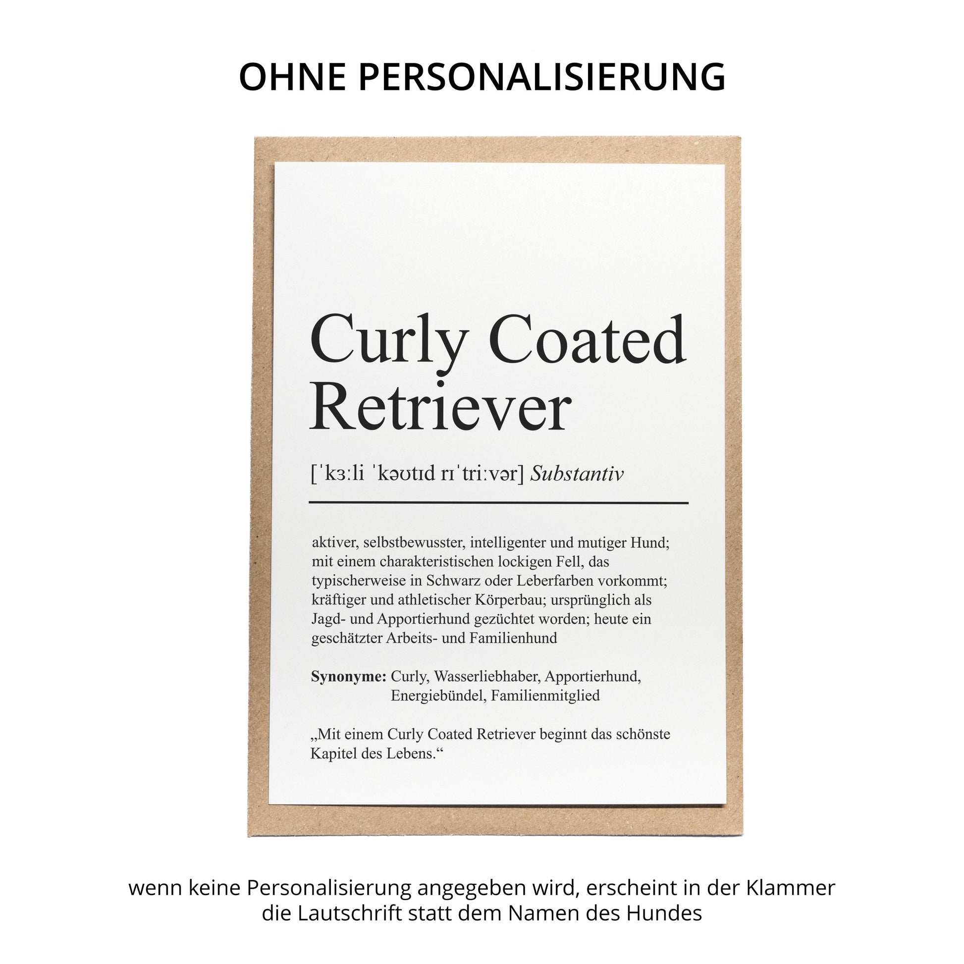 Curly Coated Retriever Definition Karte personalisierbar mit Name Hunde Rasse Grußkarte Geschenk Hundebesitzer Karte Geburtstag Geschenk