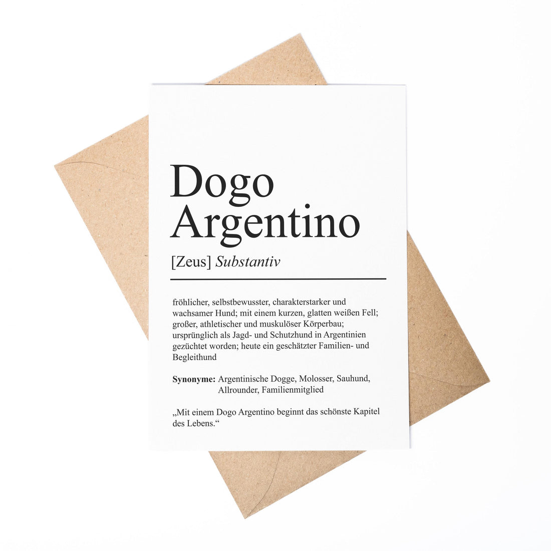 Dogo Argentino Definition Karte personalisierbar mit Name Hunde Rasse Grußkarte Geschenk Hundebesitzer Karte Geburtstag Geschenk