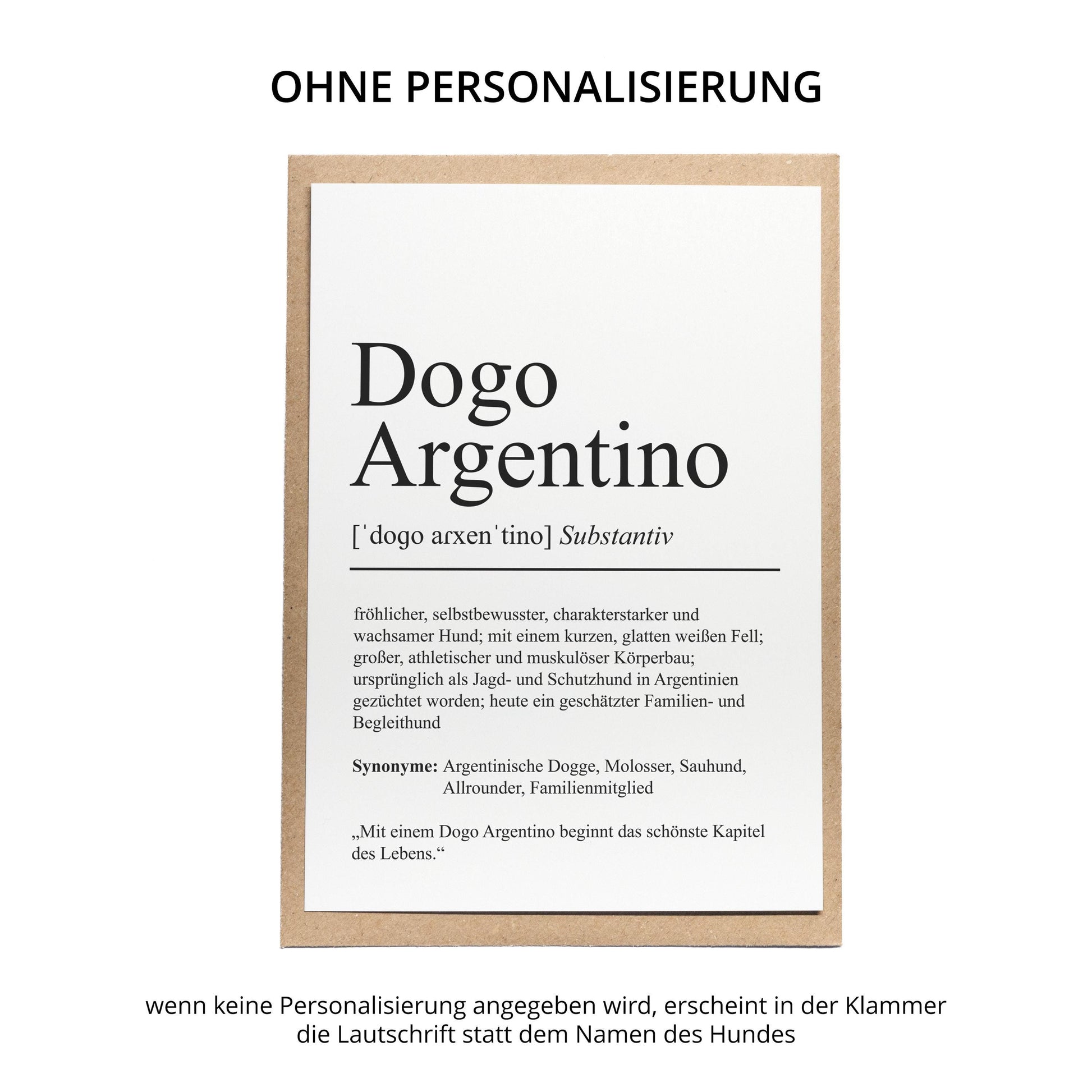 Dogo Argentino Definition Karte personalisierbar mit Name Hunde Rasse Grußkarte Geschenk Hundebesitzer Karte Geburtstag Geschenk