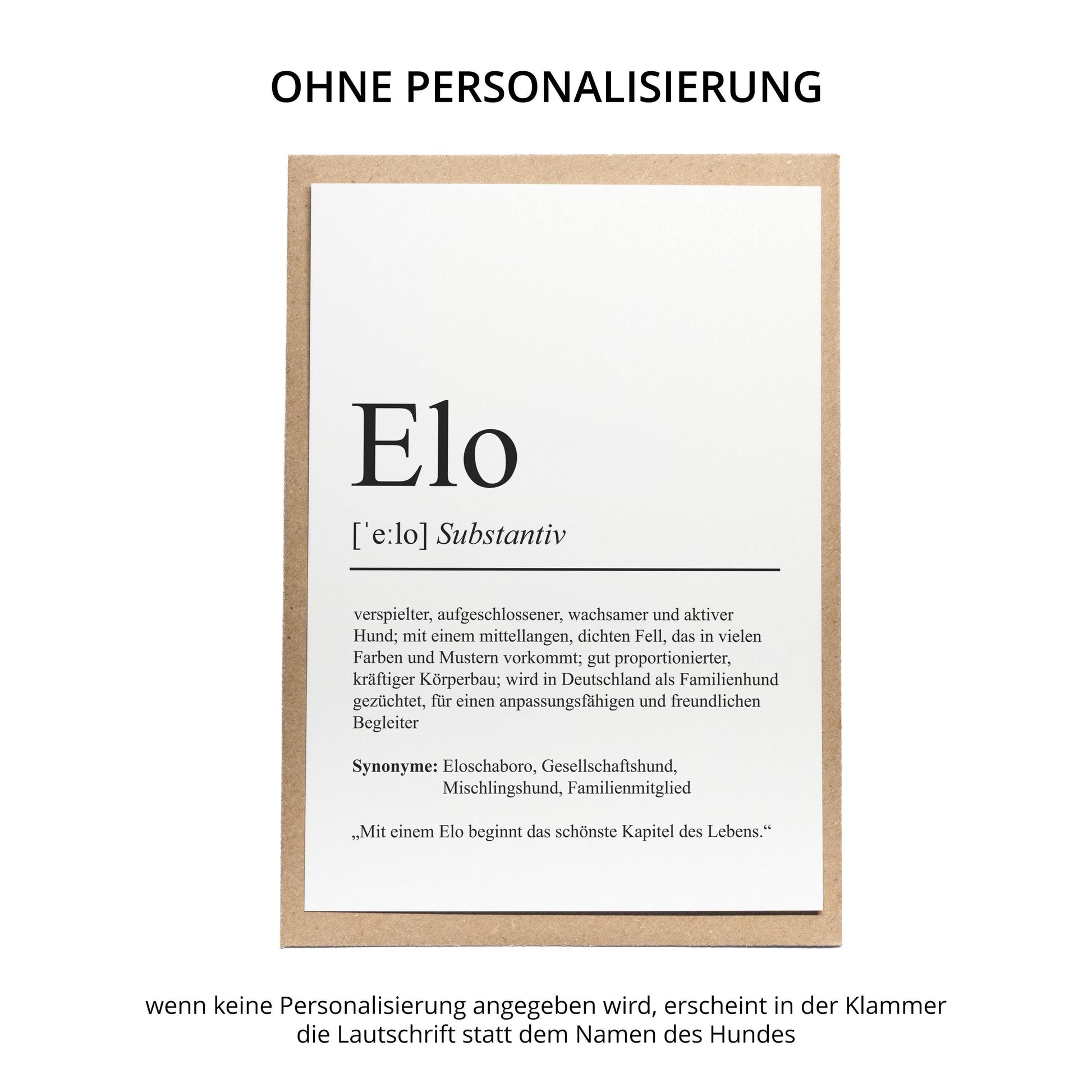 Elo Definition Karte personalisierbar mit Name Hunde Rasse Grußkarte Geschenk Hundebesitzer Karte Geburtstag Geschenk